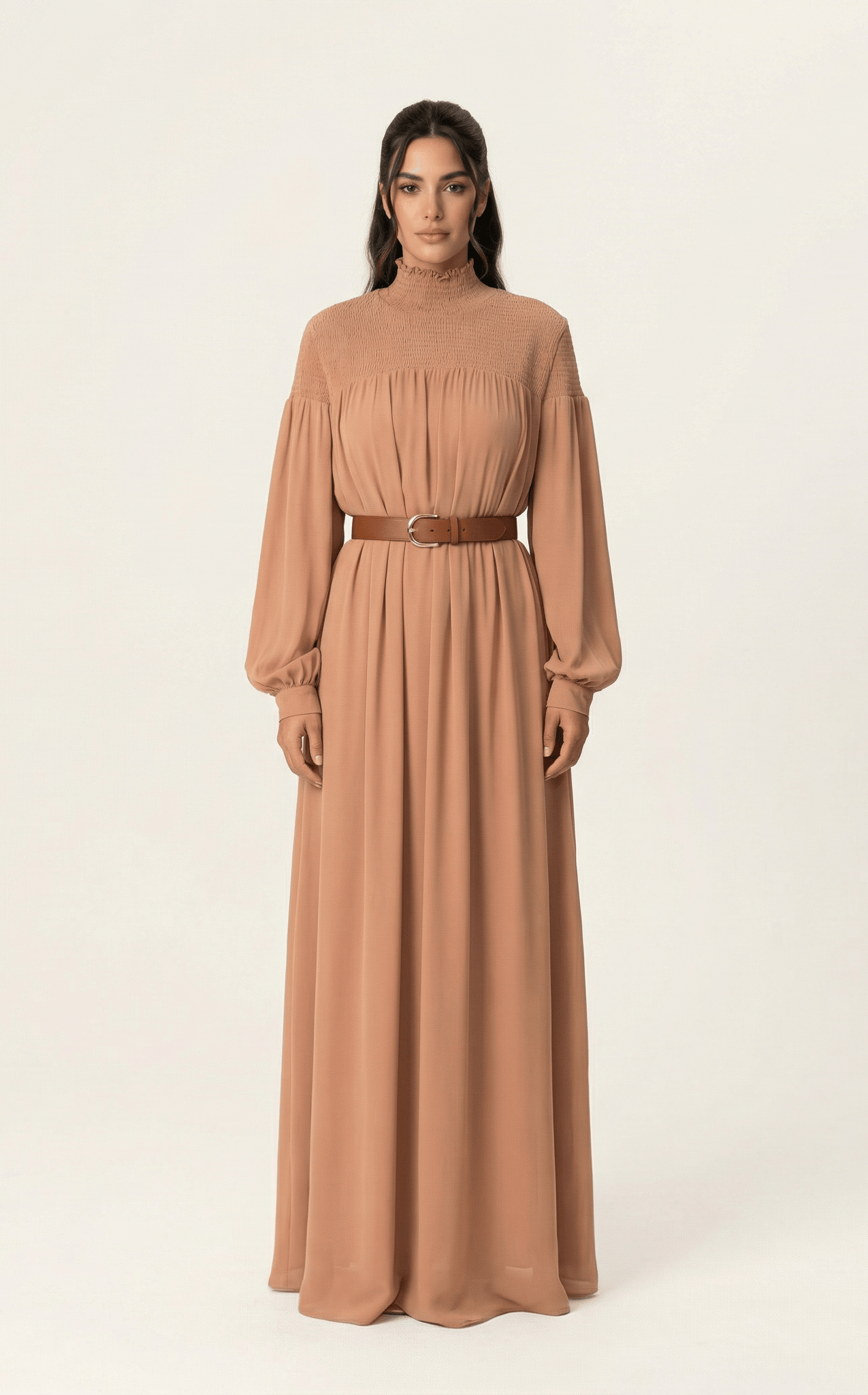 Mocha umbrella chiffon maxi dress Kabayare