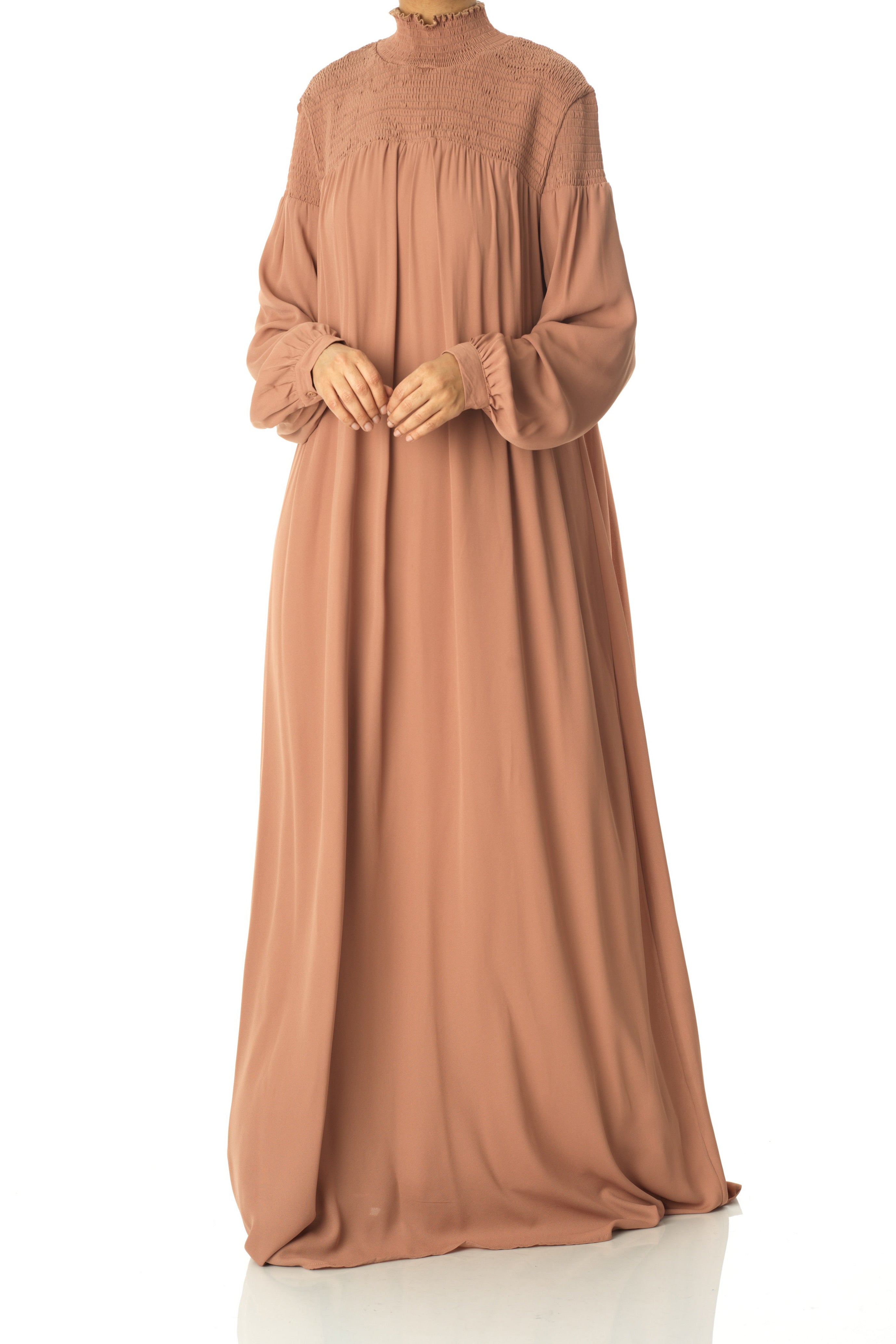 Mocha umbrella chiffon maxi dress Kabayare
