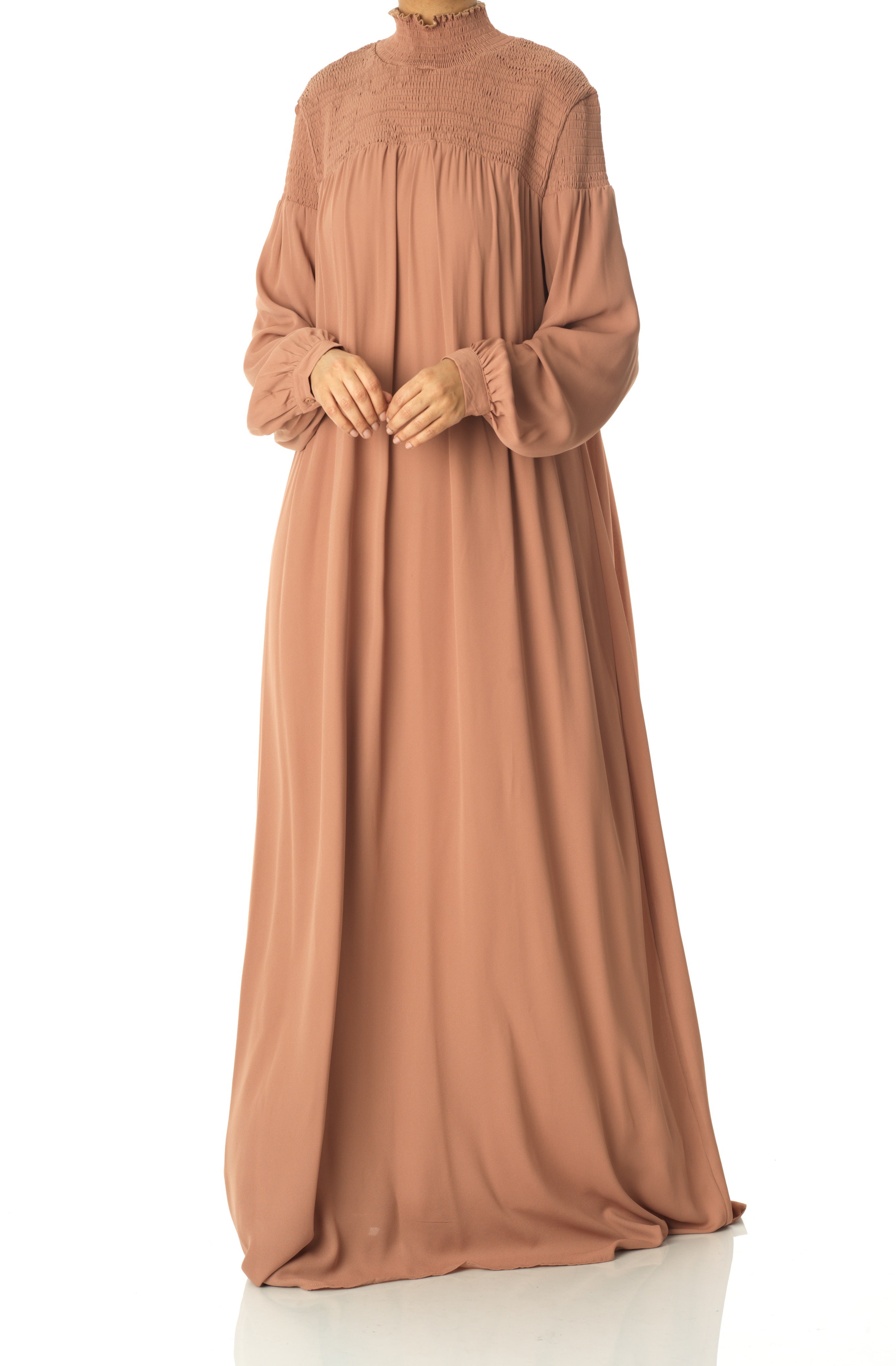 Mocha umbrella chiffon maxi dress Kabayare