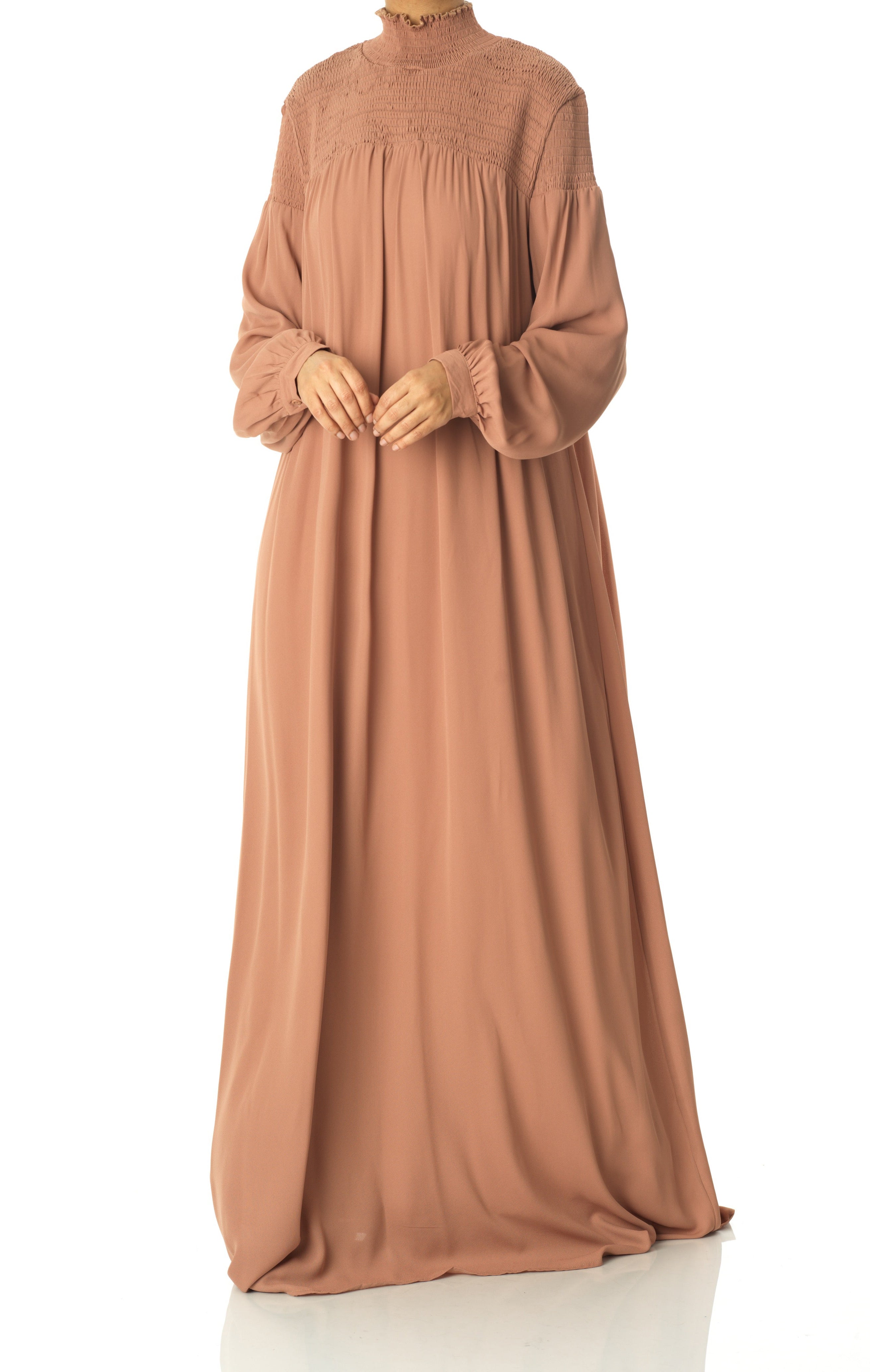 Mocha umbrella chiffon maxi dress Kabayare