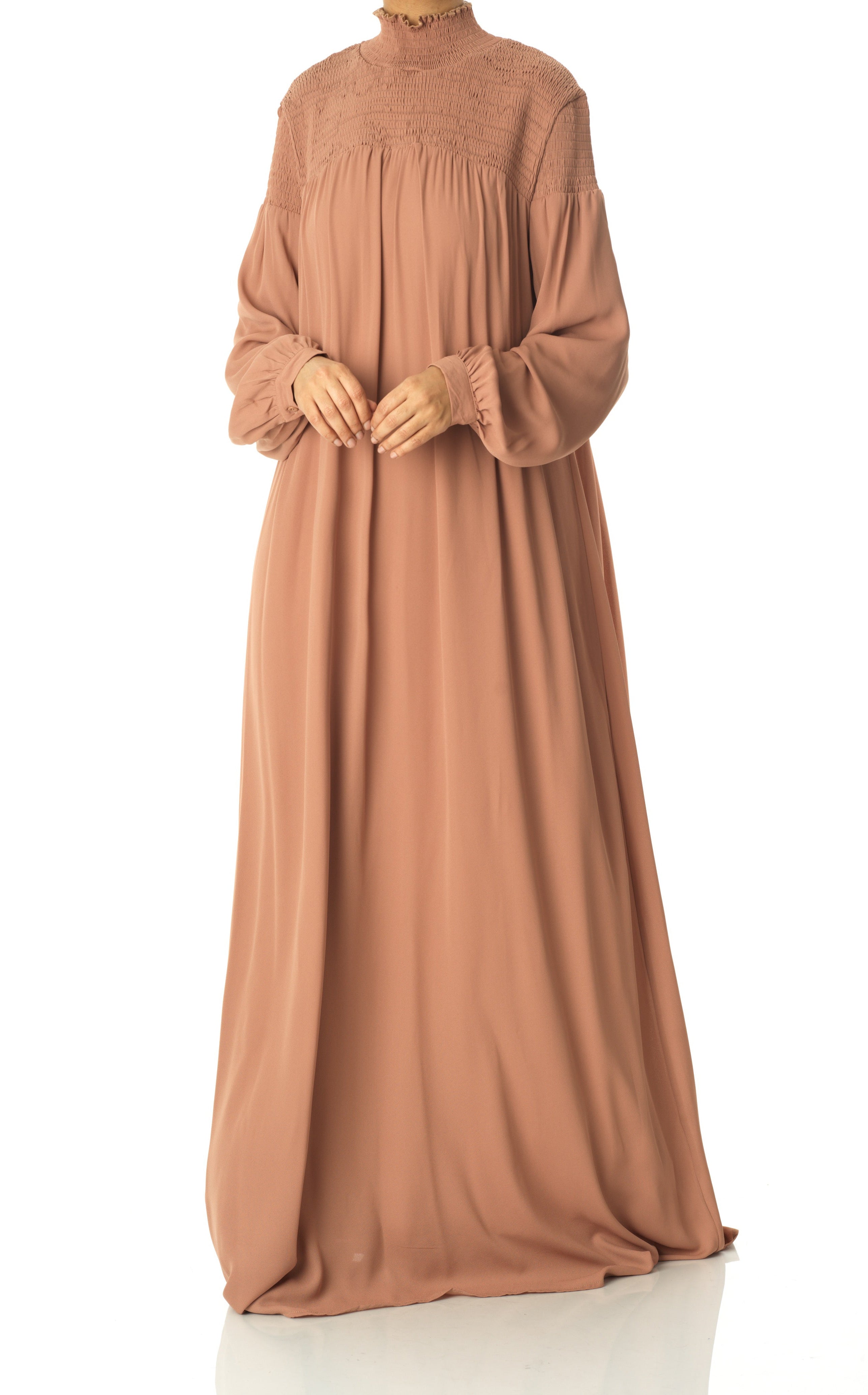 Mocha umbrella chiffon maxi dress Kabayare