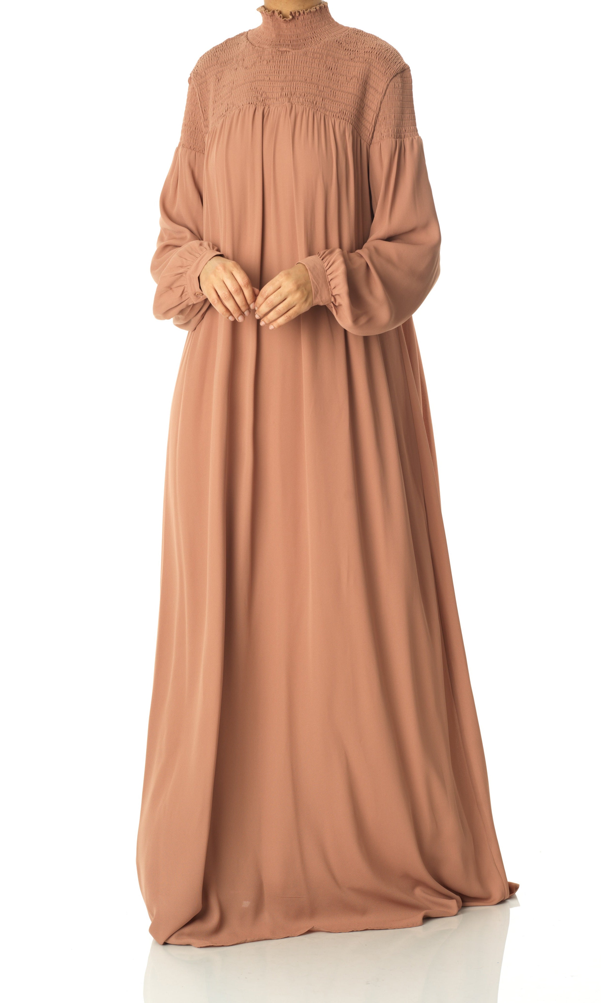 Mocha umbrella chiffon maxi dress Kabayare