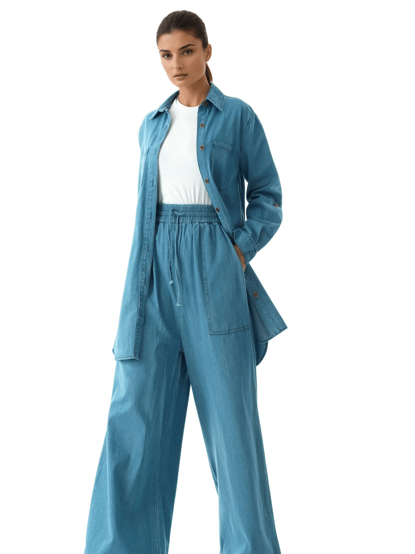 Modest denim palazzo pants Kabayare