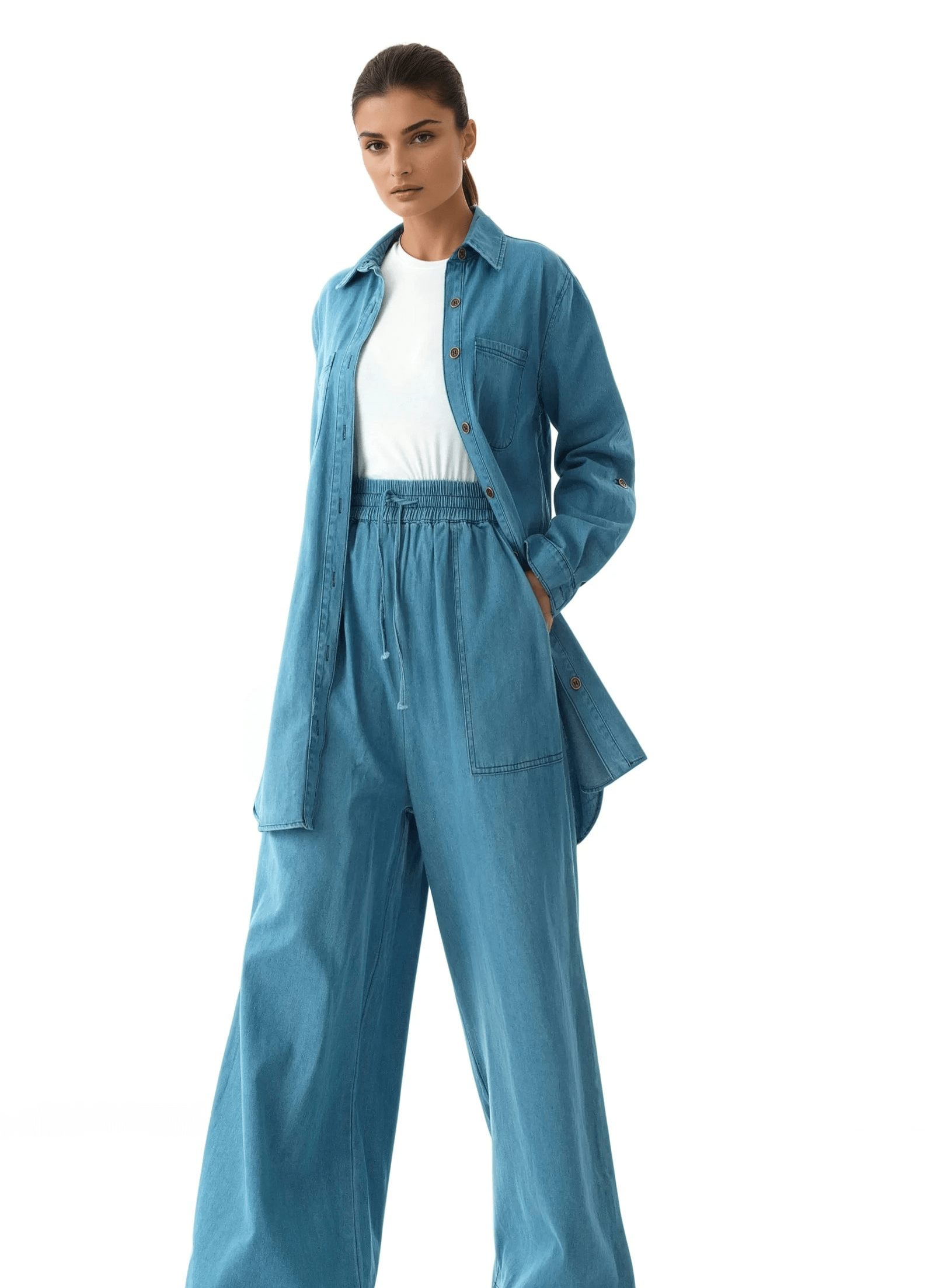 Modest denim palazzo pants Kabayare