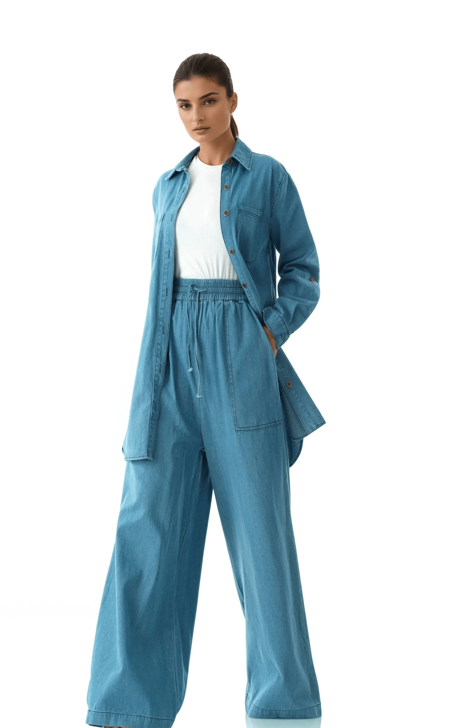 Modest denim palazzo pants Kabayare