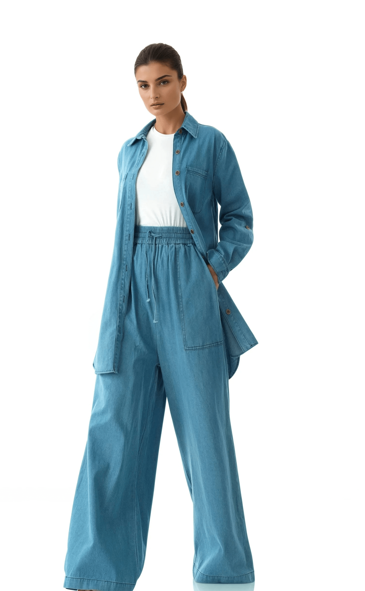 Modest denim palazzo pants Kabayare