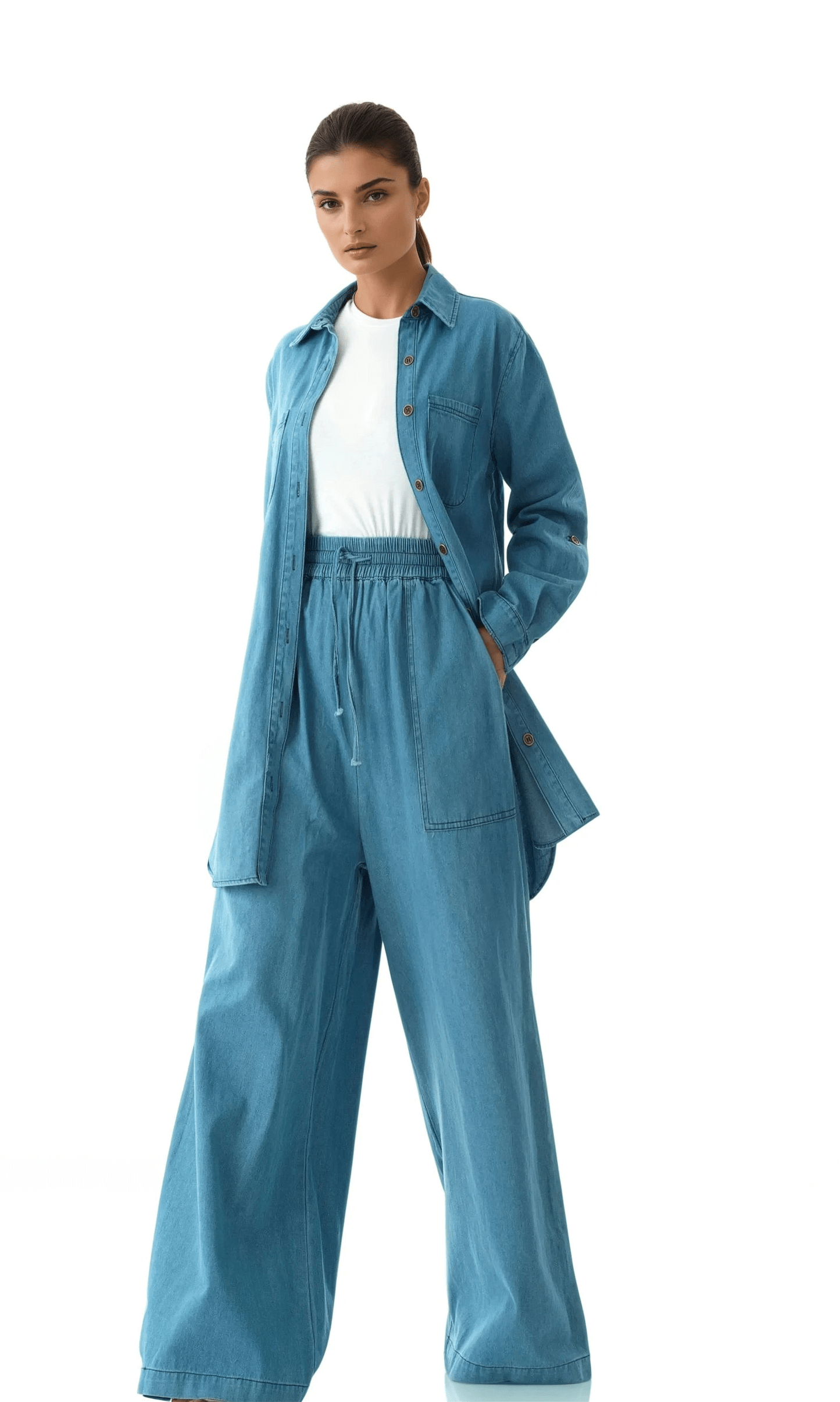 Modest denim palazzo pants Kabayare