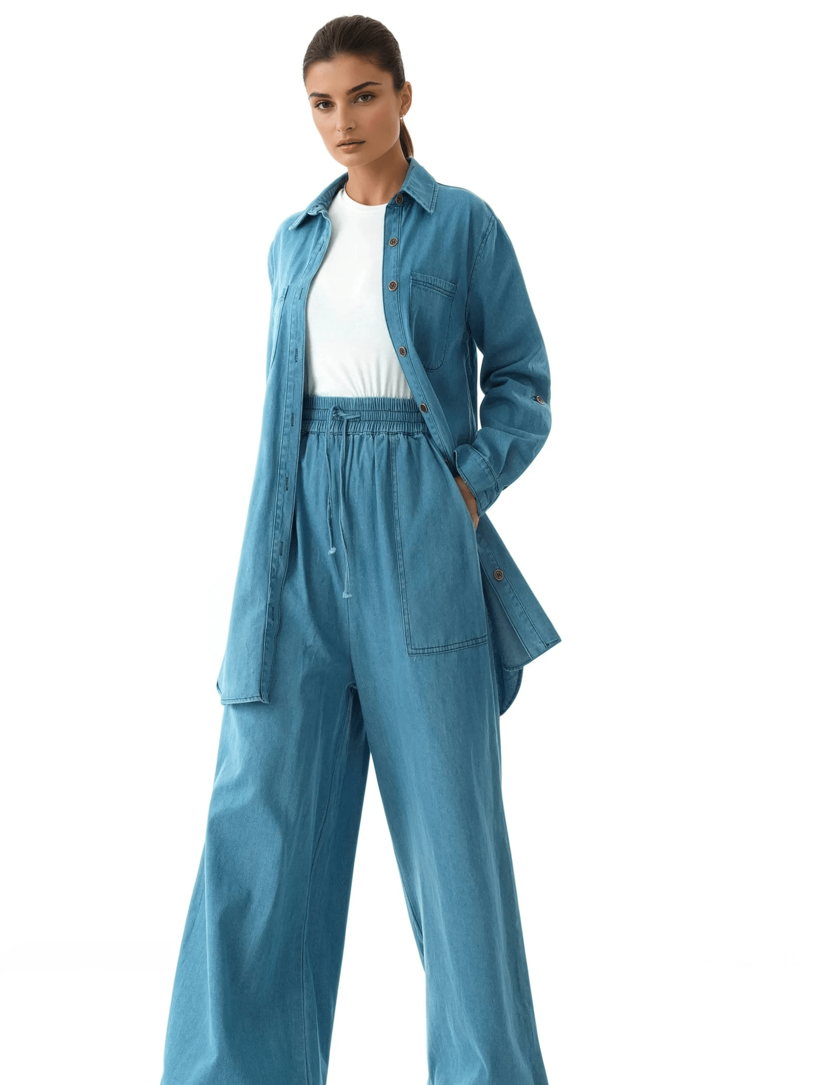 Modest denim palazzo pants Kabayare
