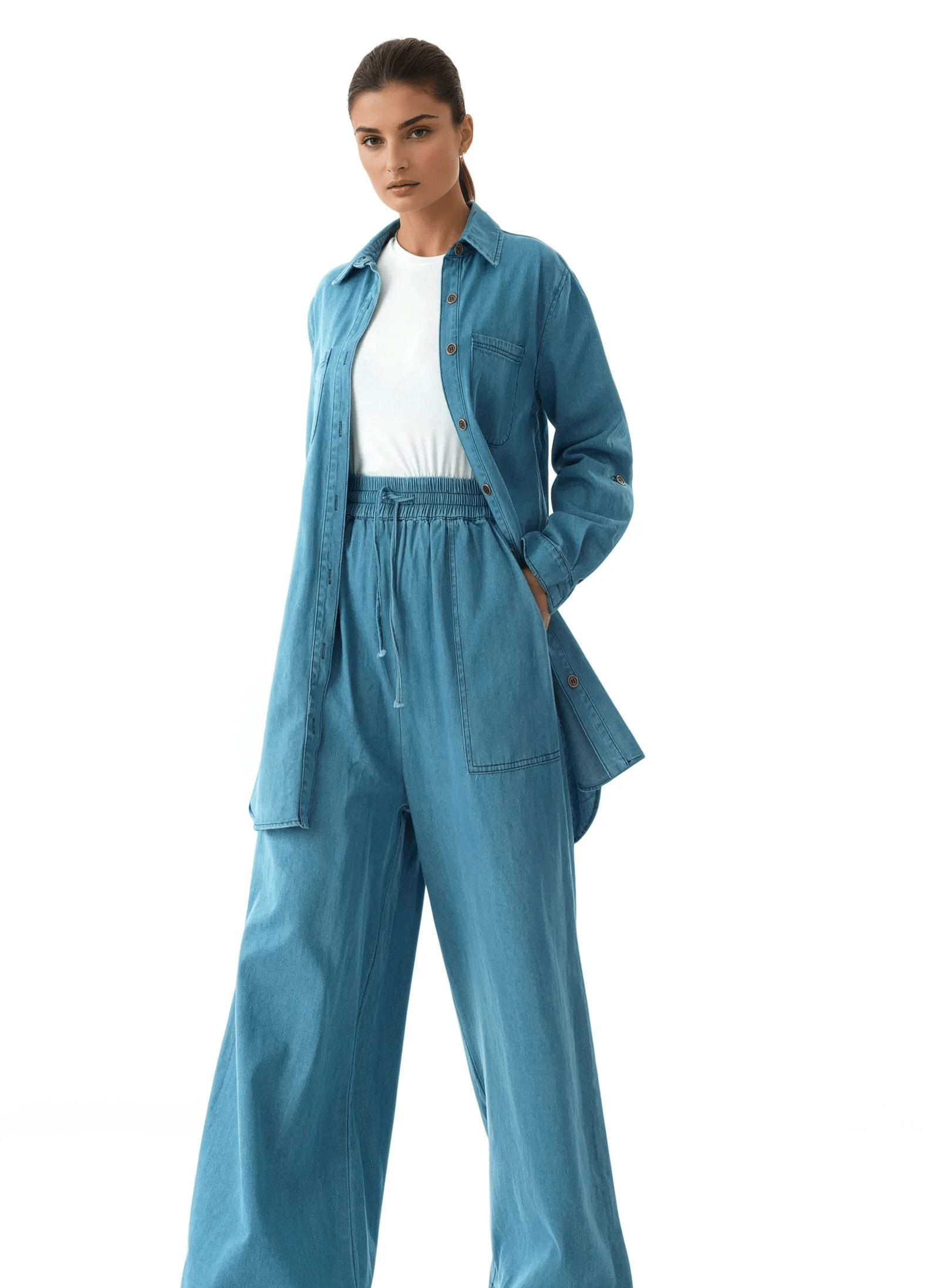 Modest denim palazzo pants Kabayare