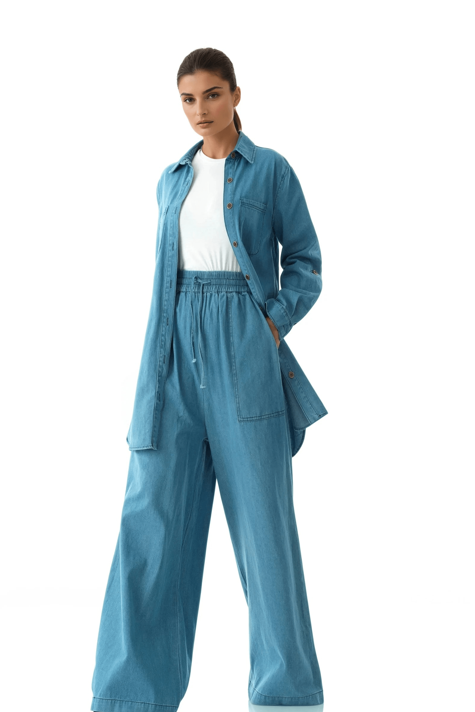 Modest denim palazzo pants Kabayare
