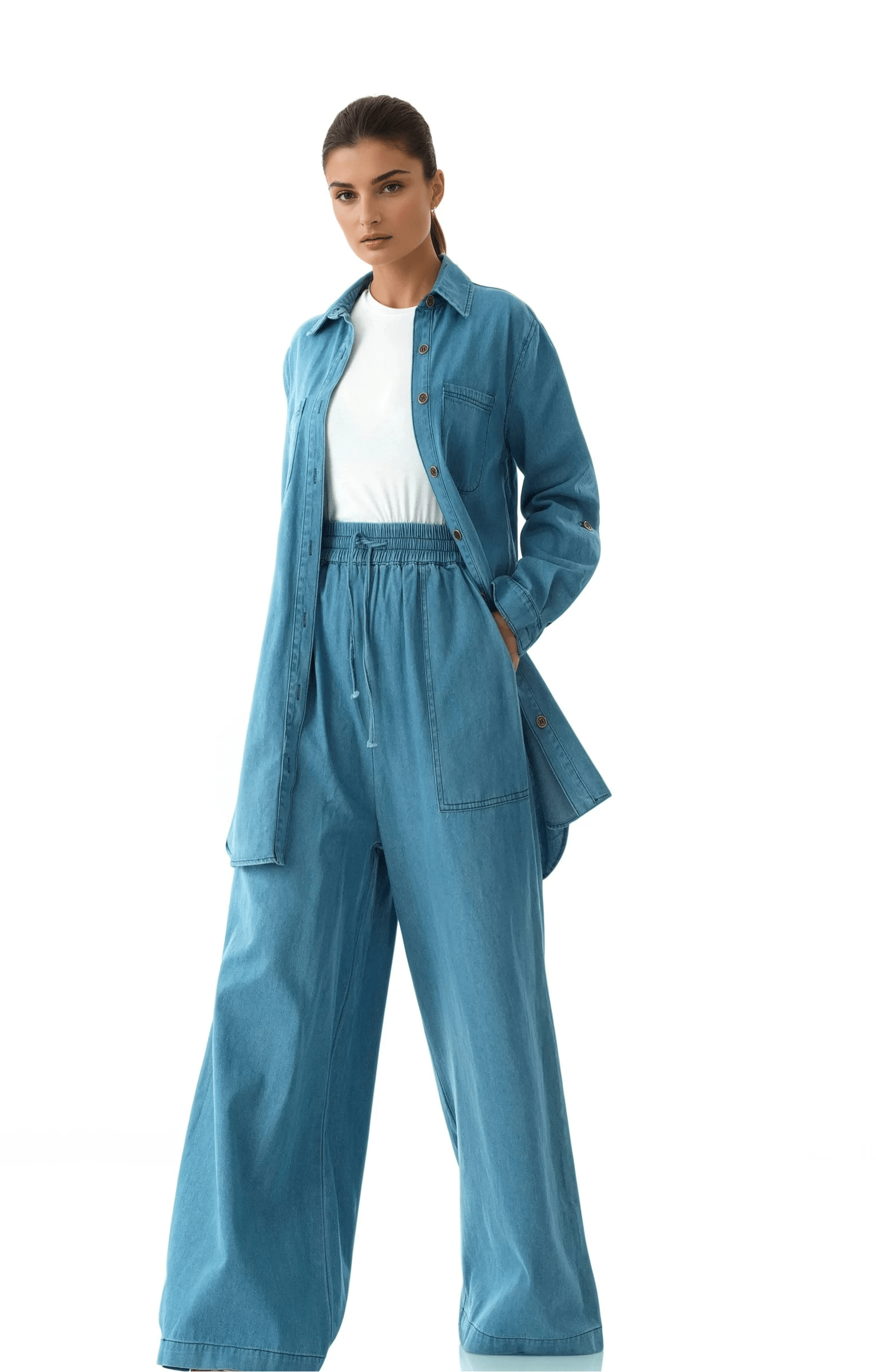 Modest denim palazzo pants Kabayare