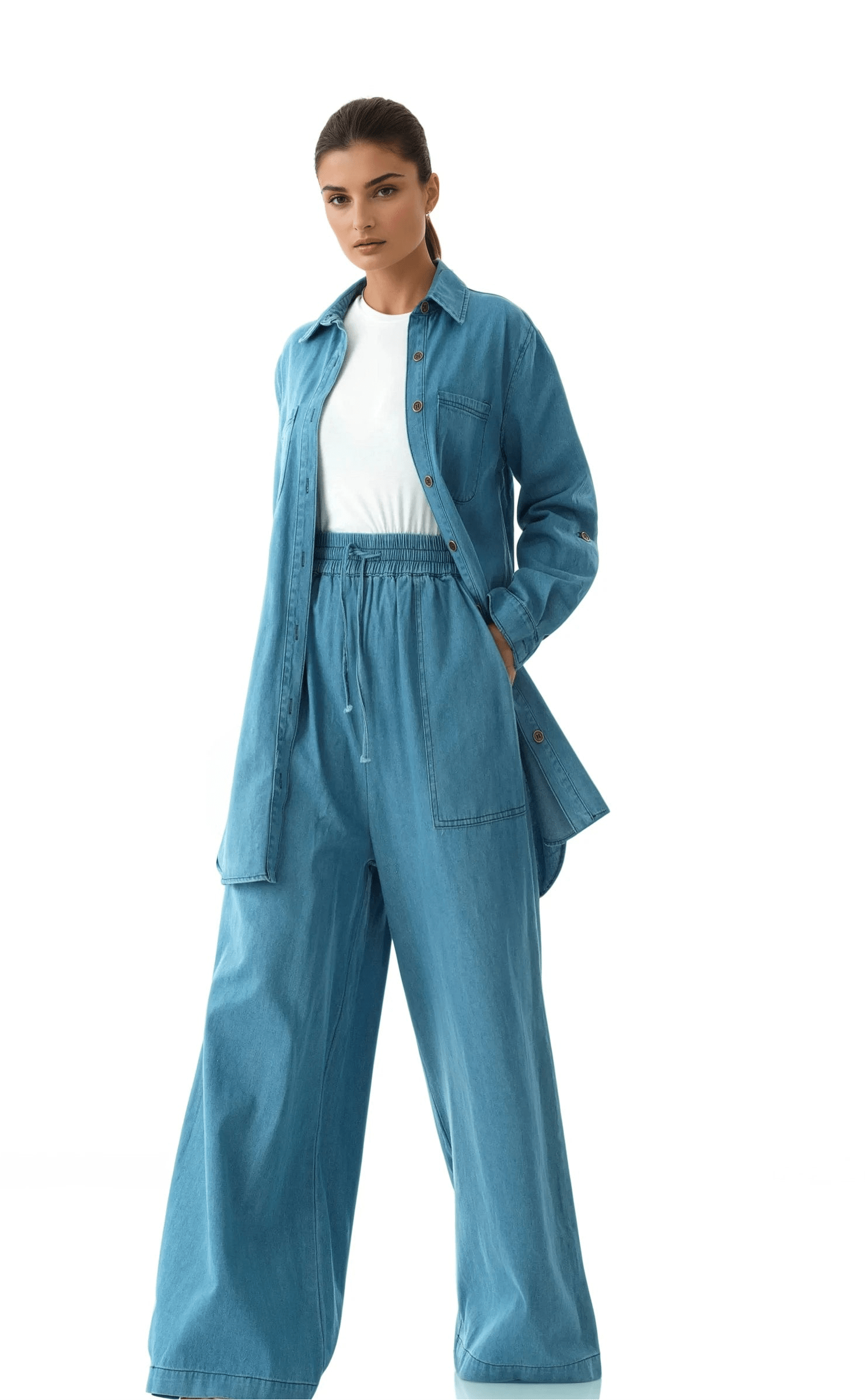 Modest denim palazzo pants Kabayare