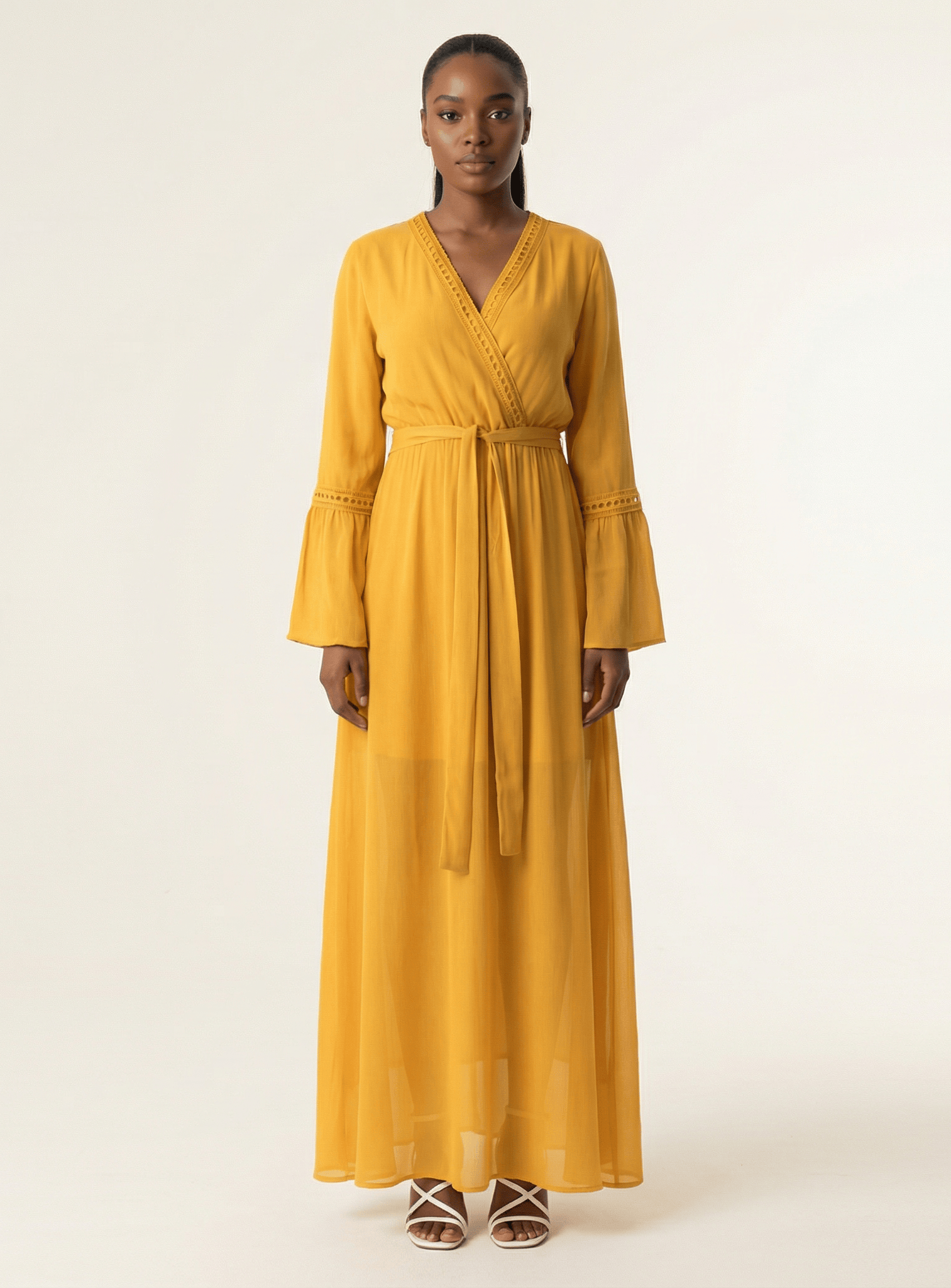 Modest dress Ayesha v-neck lace details Kabayare