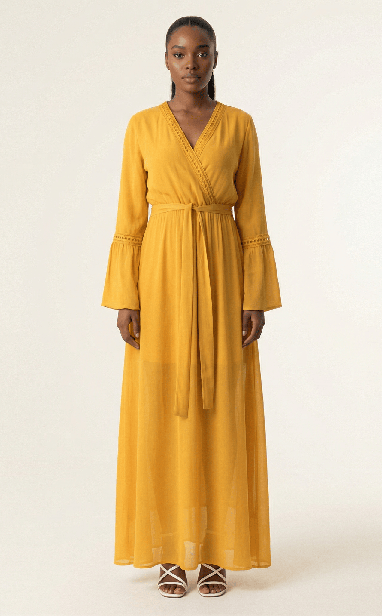 Modest dress Ayesha v-neck lace details Kabayare