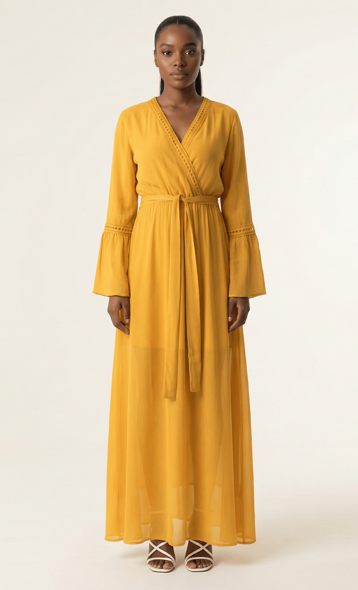 Modest dress Ayesha v-neck lace details Kabayare