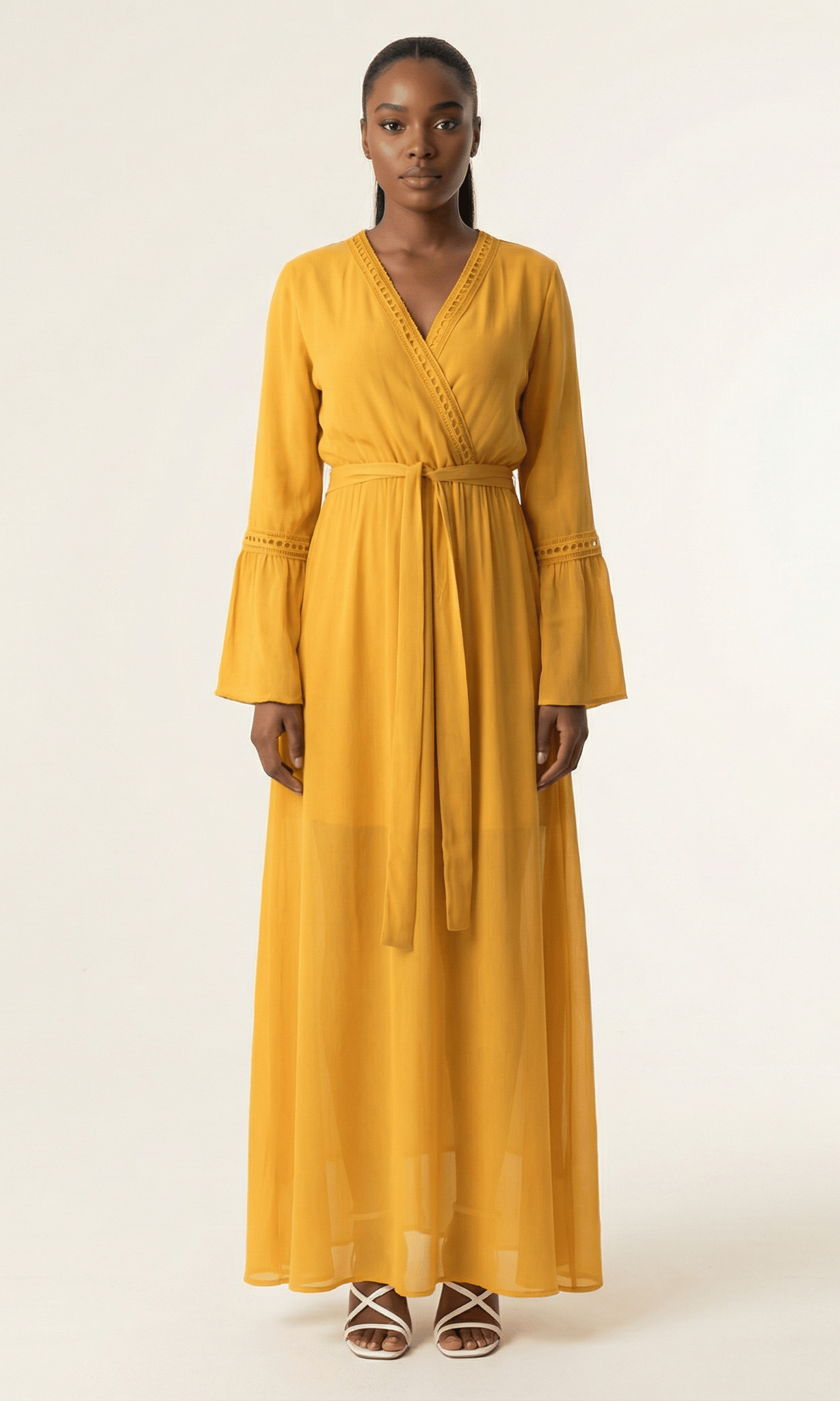 Modest dress Ayesha v-neck lace details Kabayare