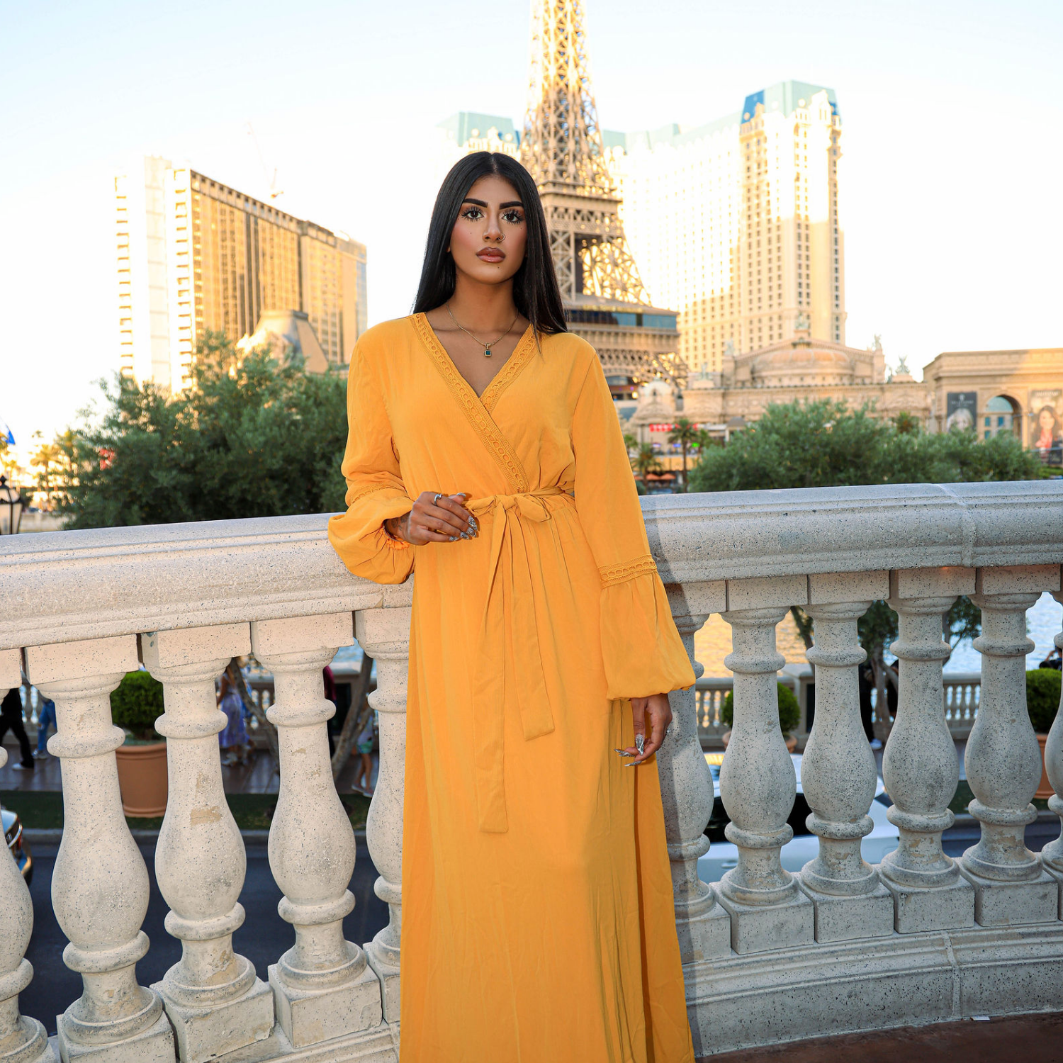 Modest dress Ayesha v-neck lace details Kabayare