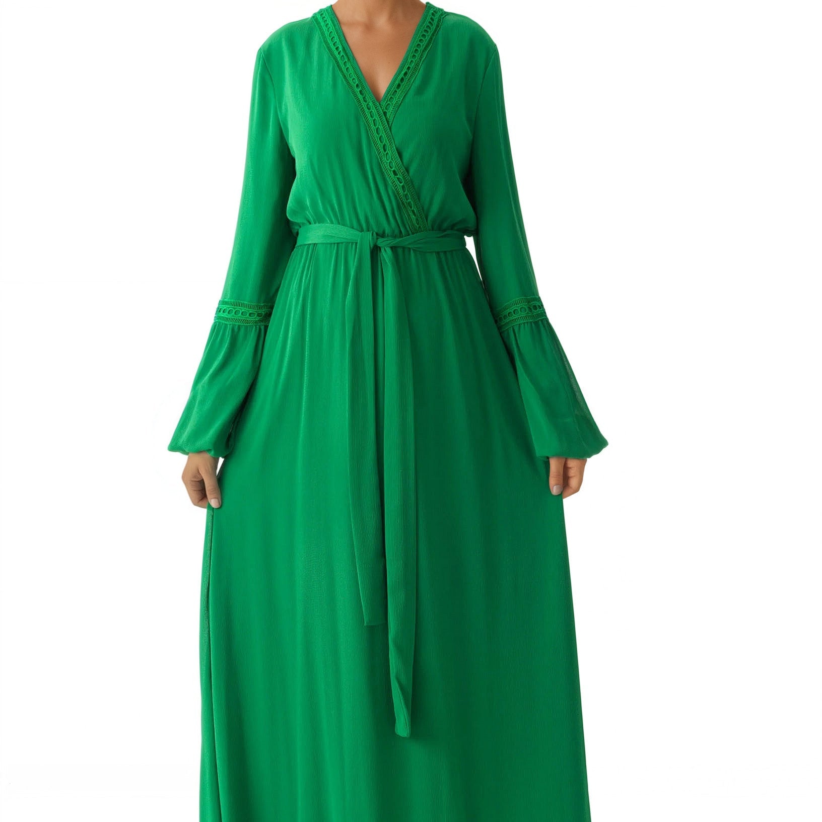 Modest dress Ayesha v-neck lace details Kabayare