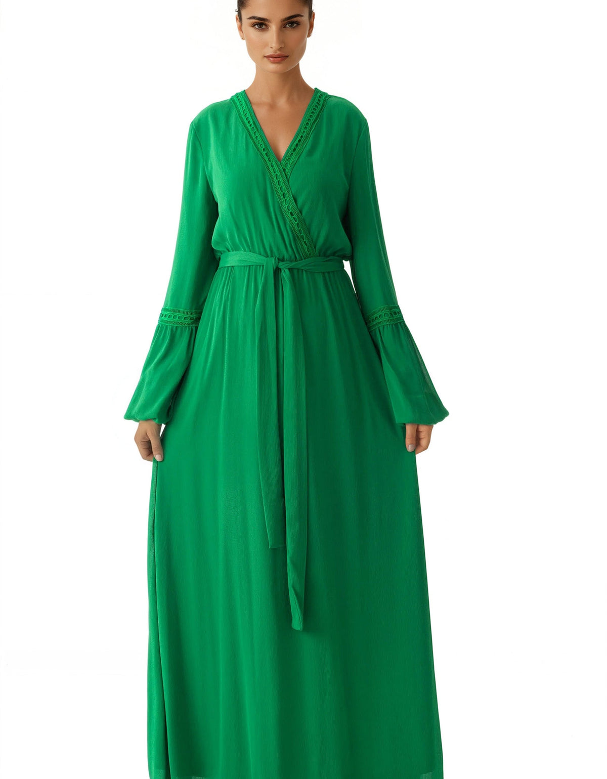 Modest dress Ayesha v-neck lace details Kabayare