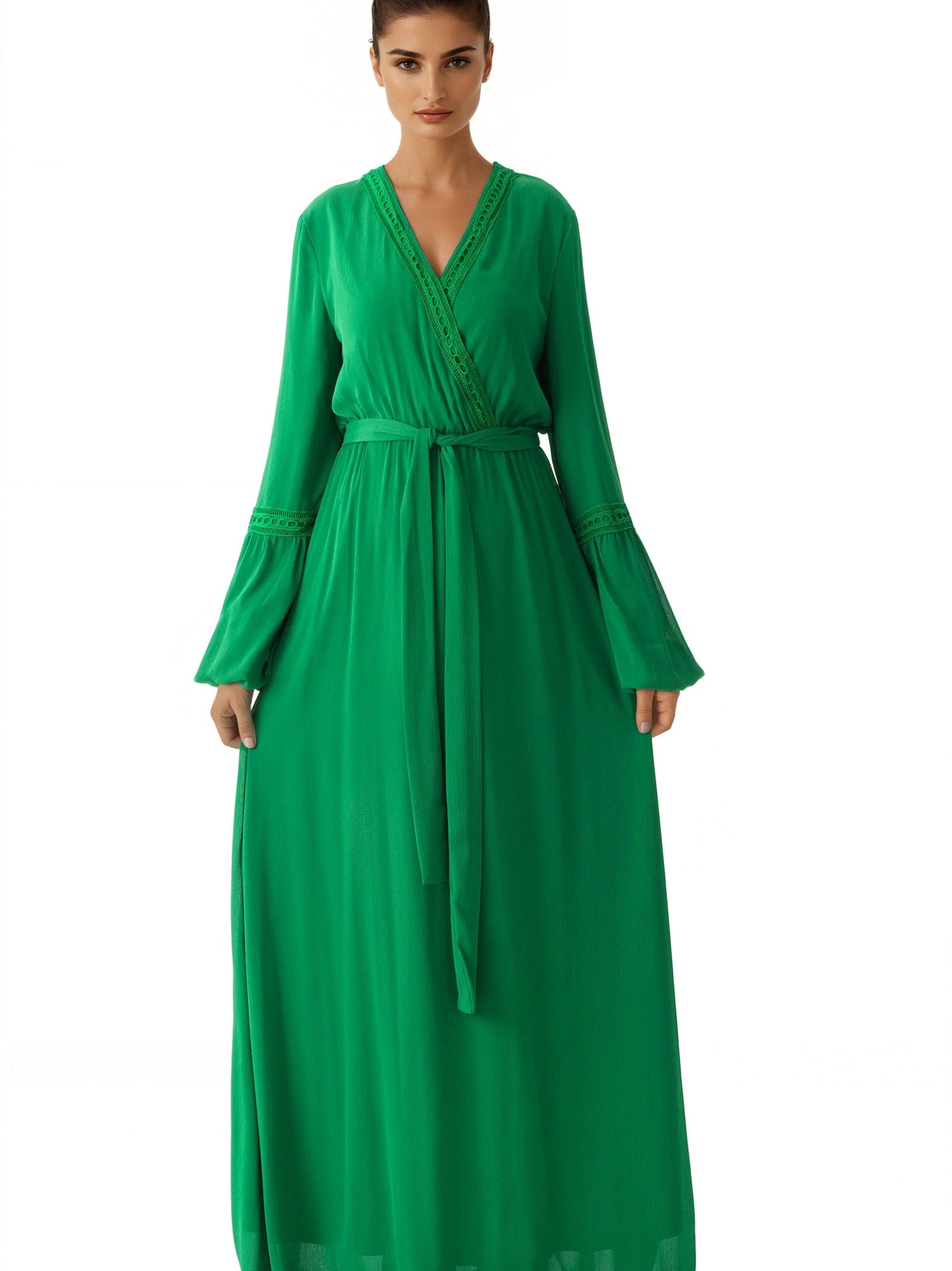 Modest dress Ayesha v-neck lace details Kabayare