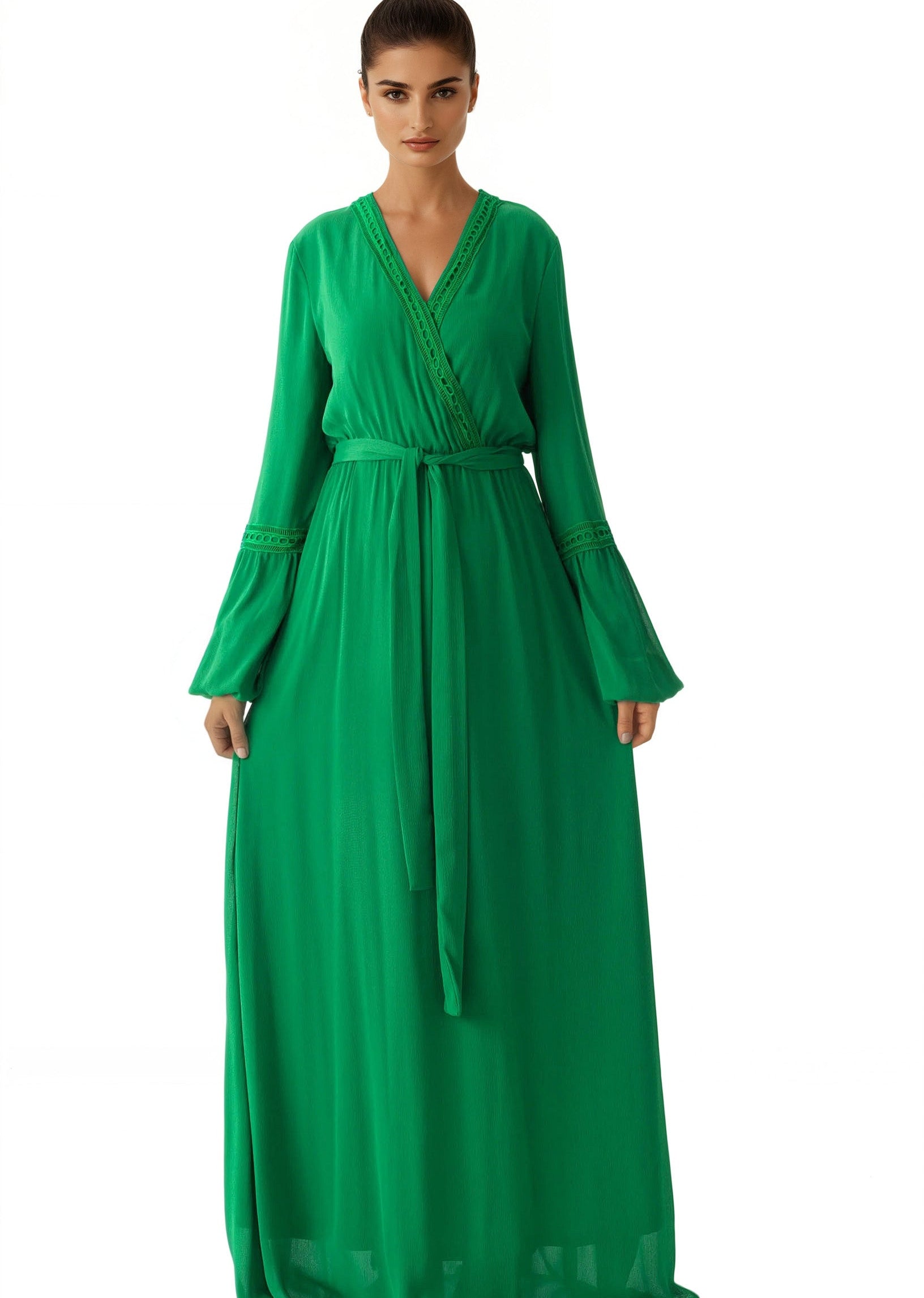 Modest dress Ayesha v-neck lace details Kabayare