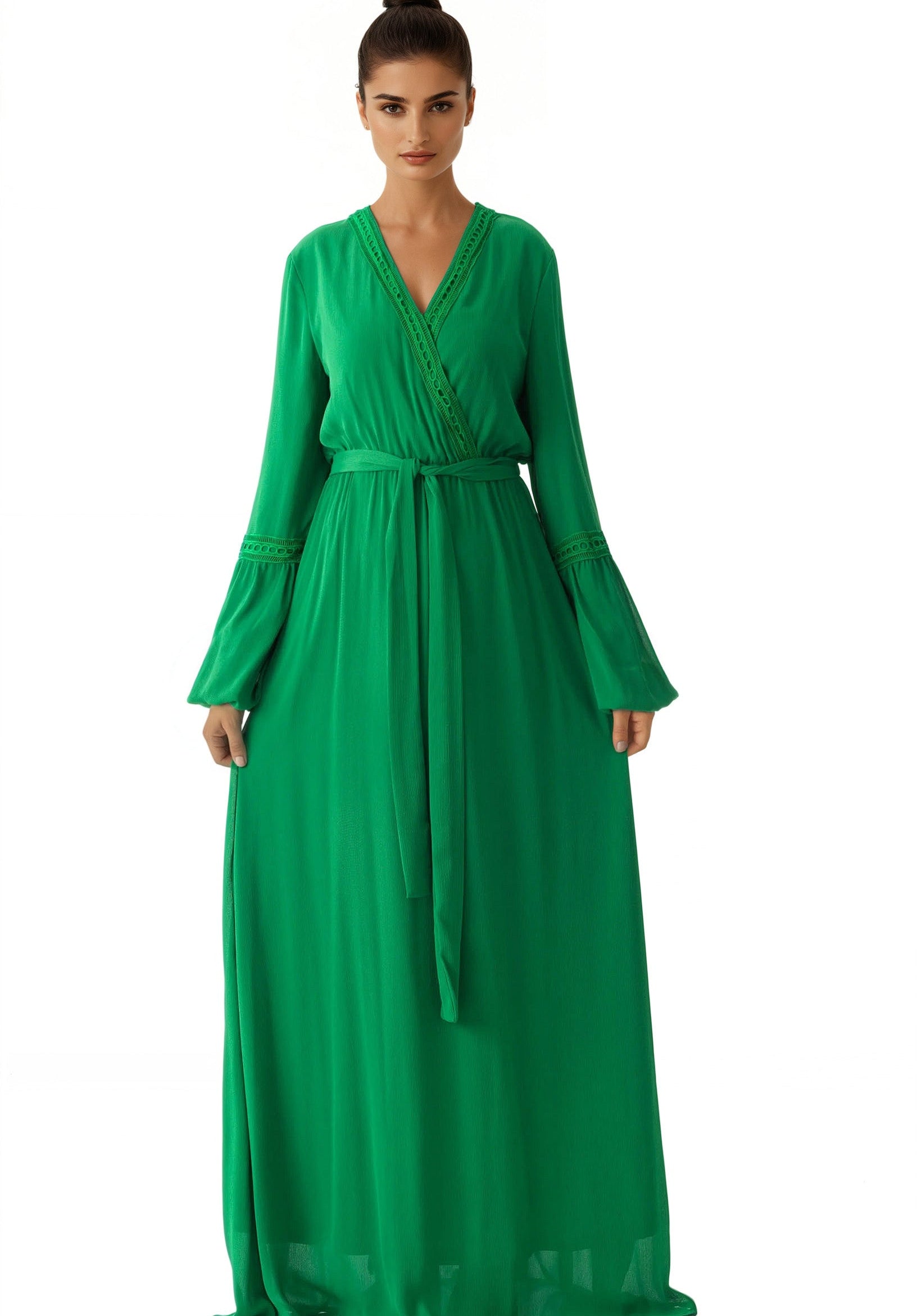 Modest dress Ayesha v-neck lace details Kabayare