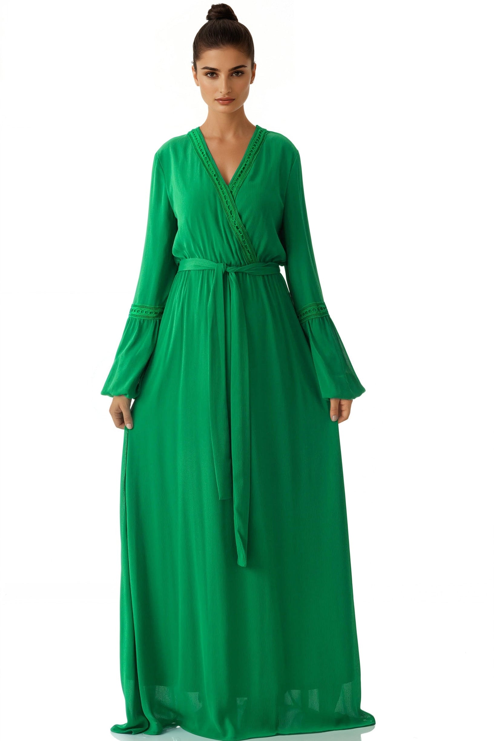 Modest dress Ayesha v-neck lace details Kabayare