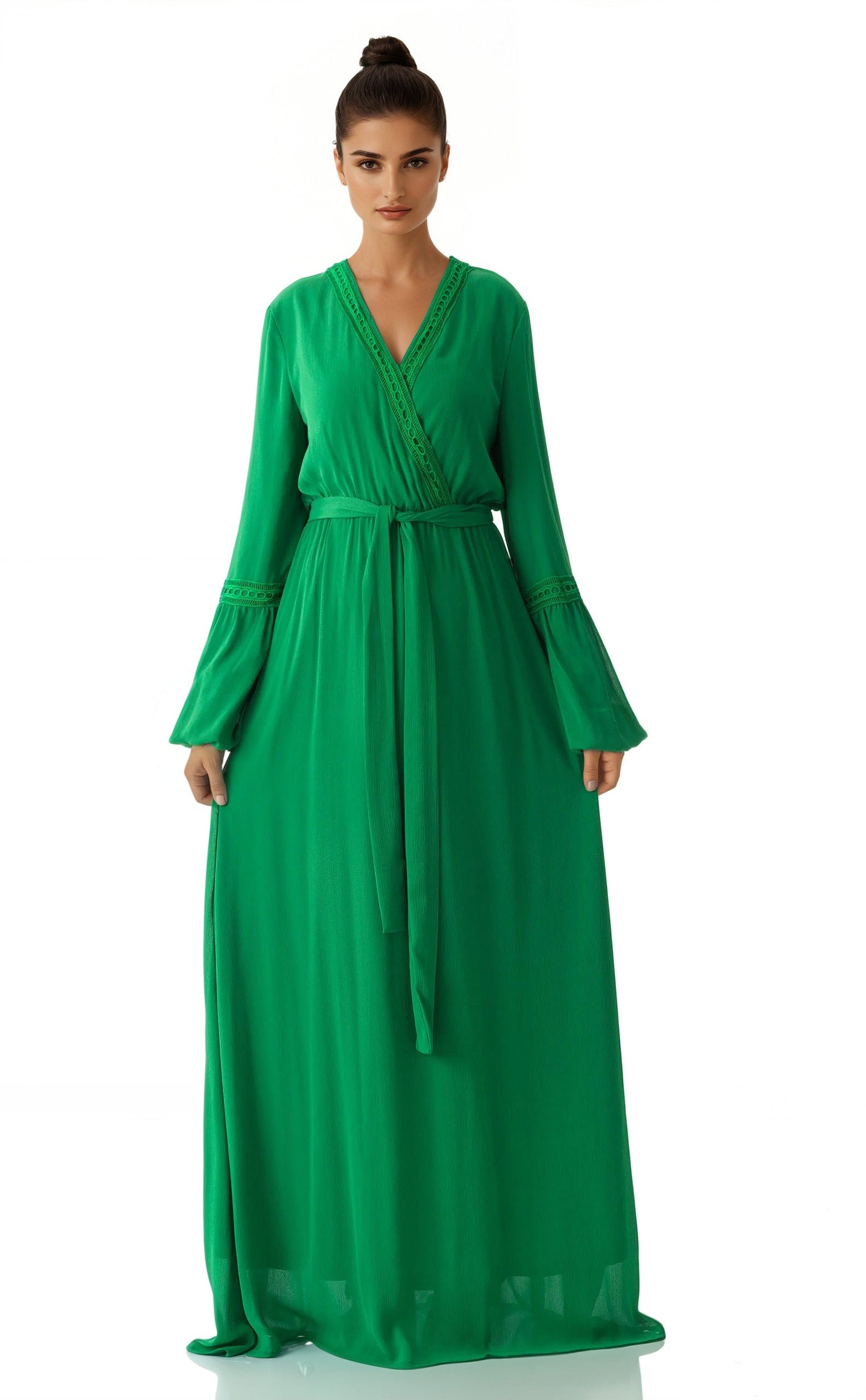 Modest dress Ayesha v-neck lace details Kabayare