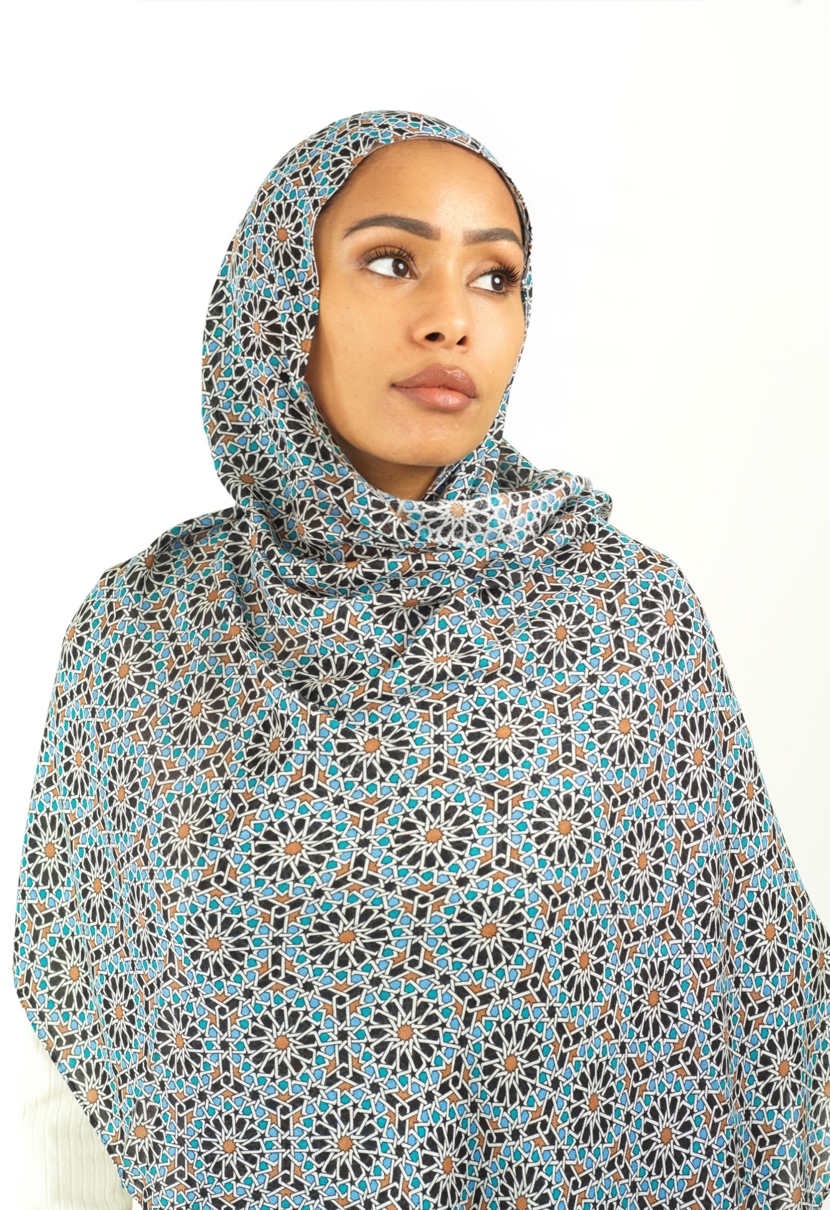 Moroccan art modal print hijab Kabayare