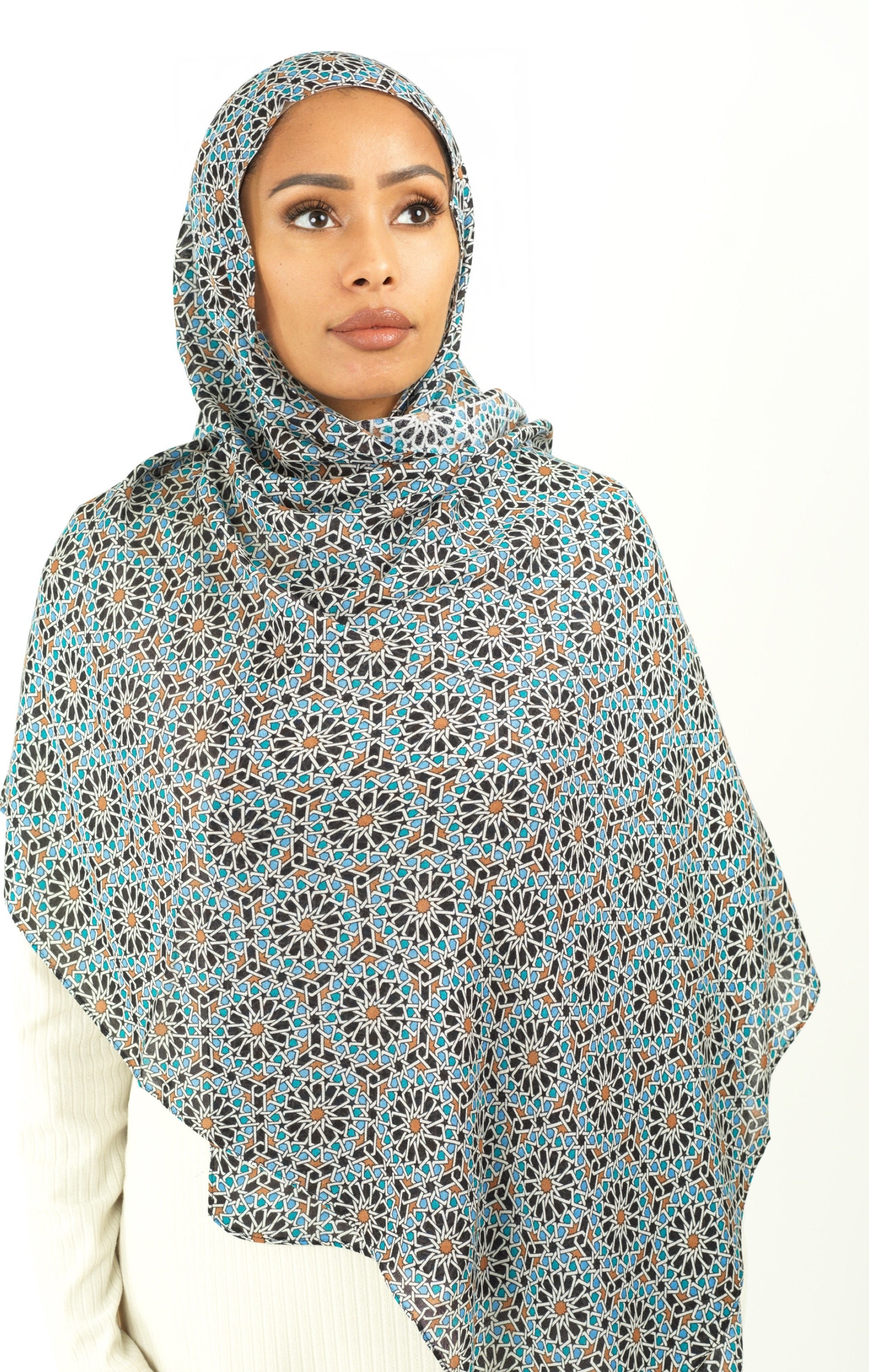 Moroccan art modal print hijab Kabayare