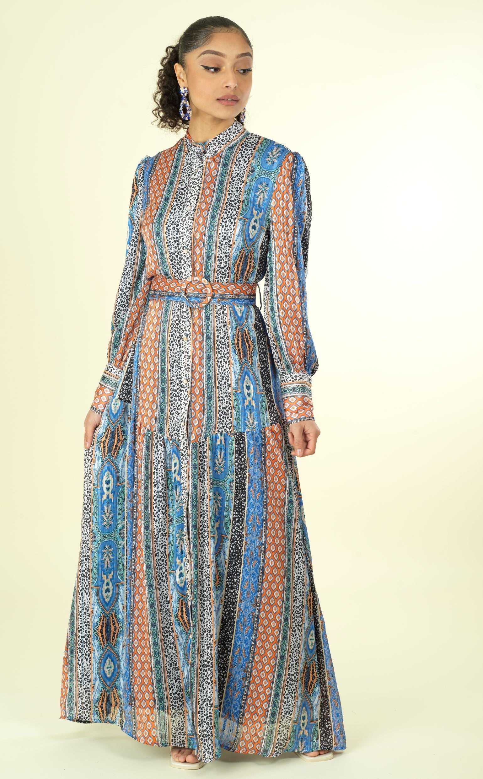 Moroccan multi hue print chiffon Kabayare