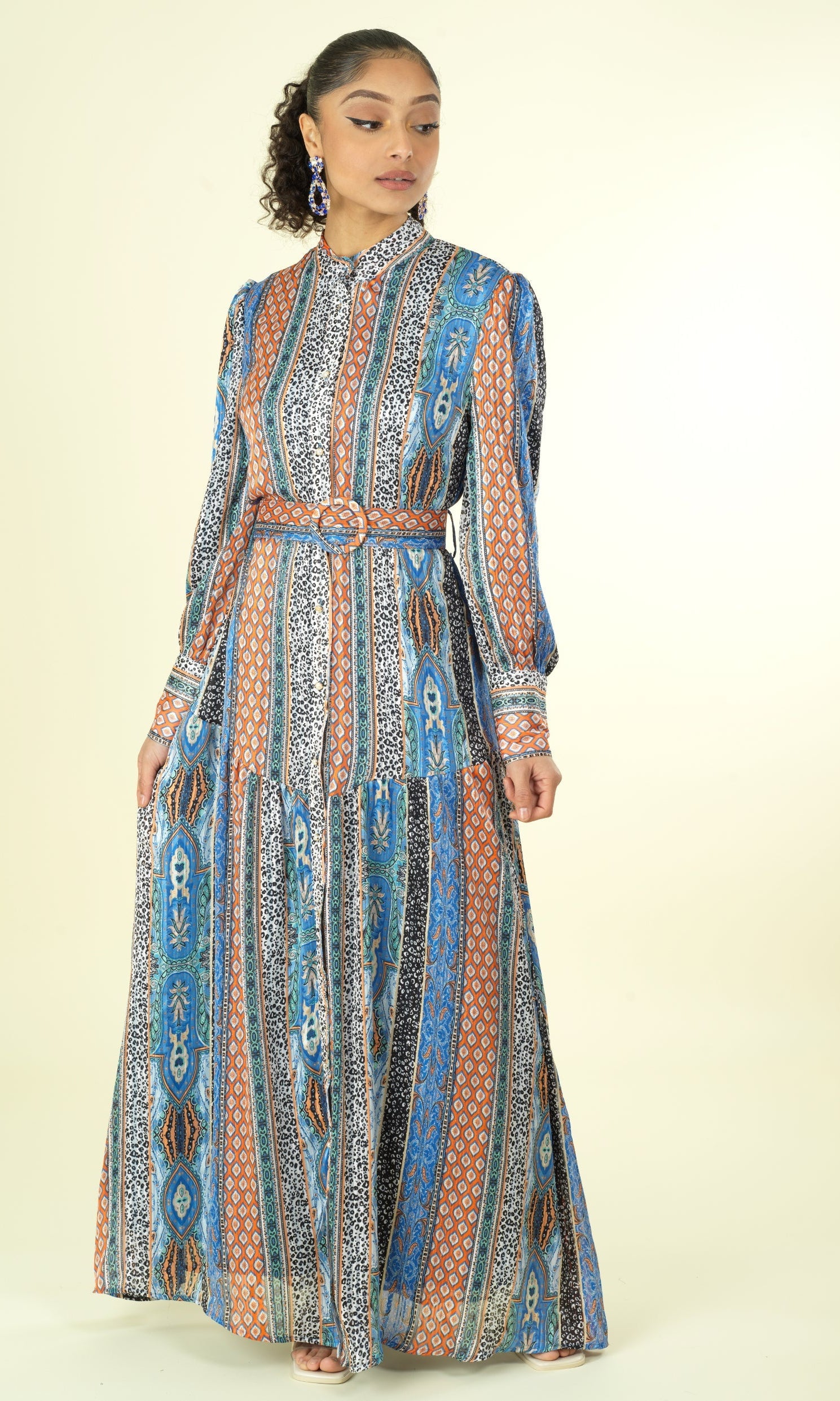 Moroccan multi hue print chiffon Kabayare