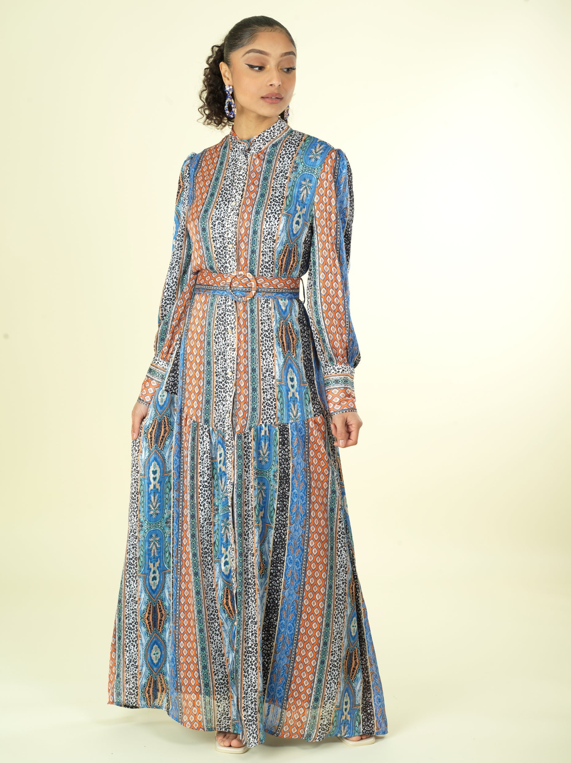 Moroccan multi hue print chiffon Kabayare