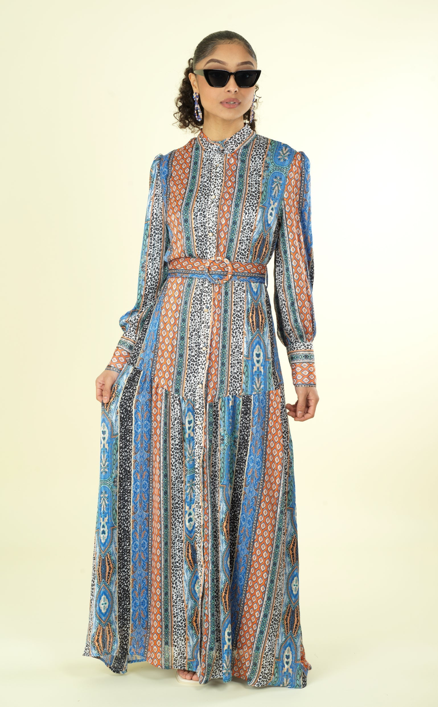 Moroccan multi hue print chiffon Kabayare