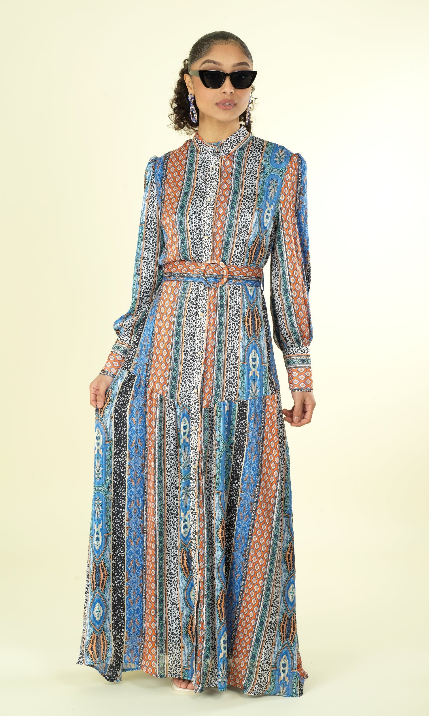 Moroccan multi hue print chiffon Kabayare