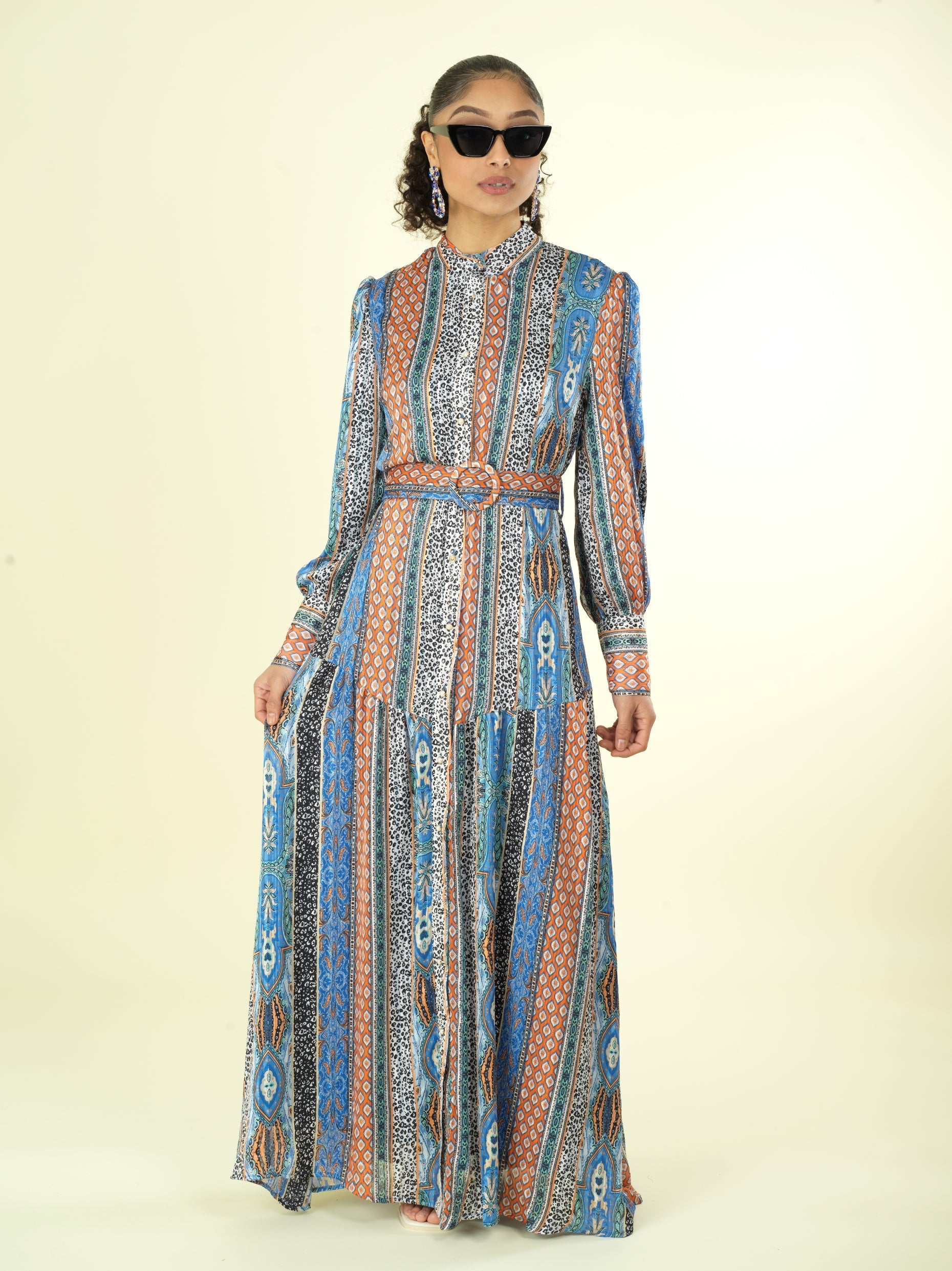Moroccan multi hue print chiffon Kabayare