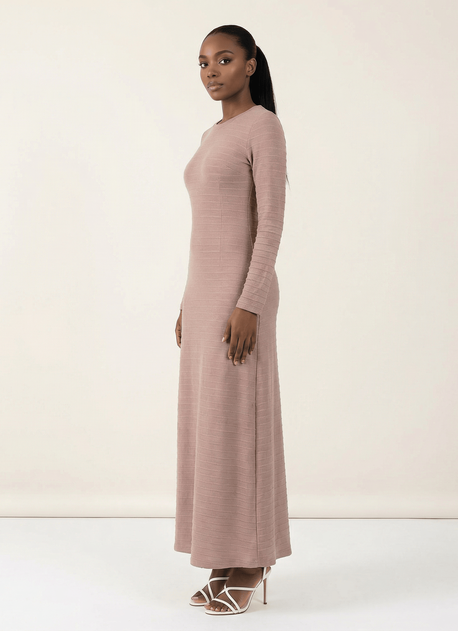 Muave Bodycon Long Sleeve Maxi Dress Kabayare