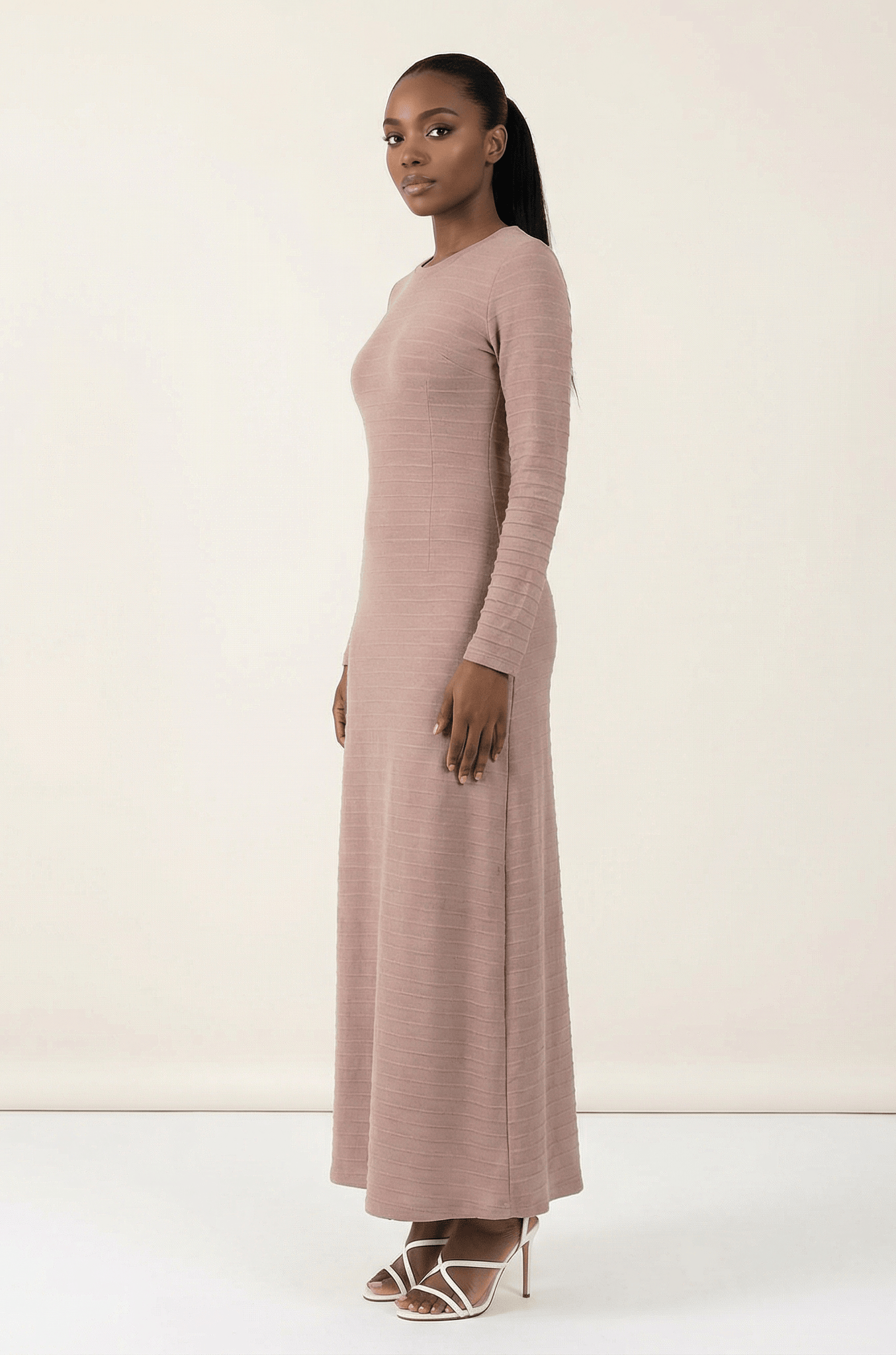 Muave Bodycon Long Sleeve Maxi Dress Kabayare