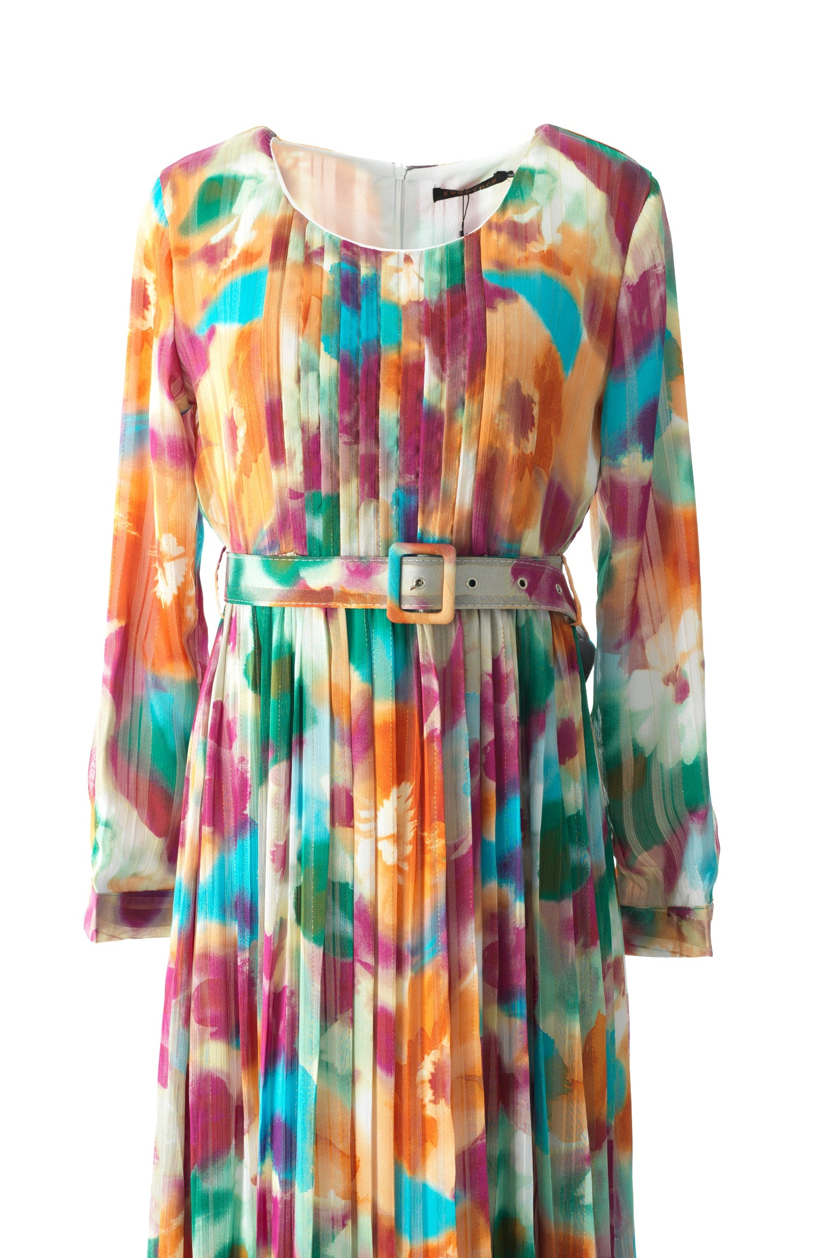 Nadine dreamy print silk chiffon shimmer maxi dress Kabayare
