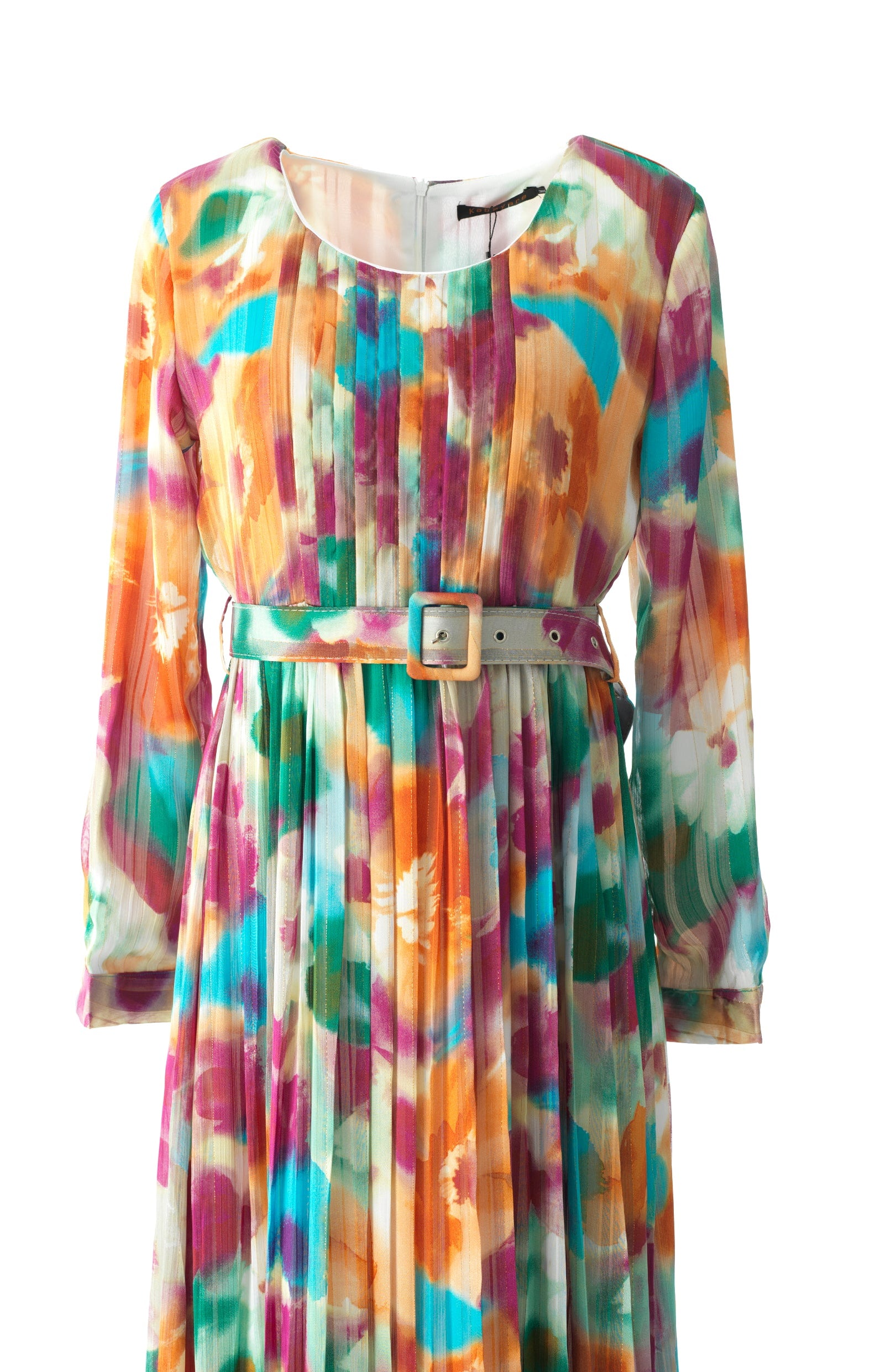 Nadine dreamy print silk chiffon shimmer maxi dress Kabayare