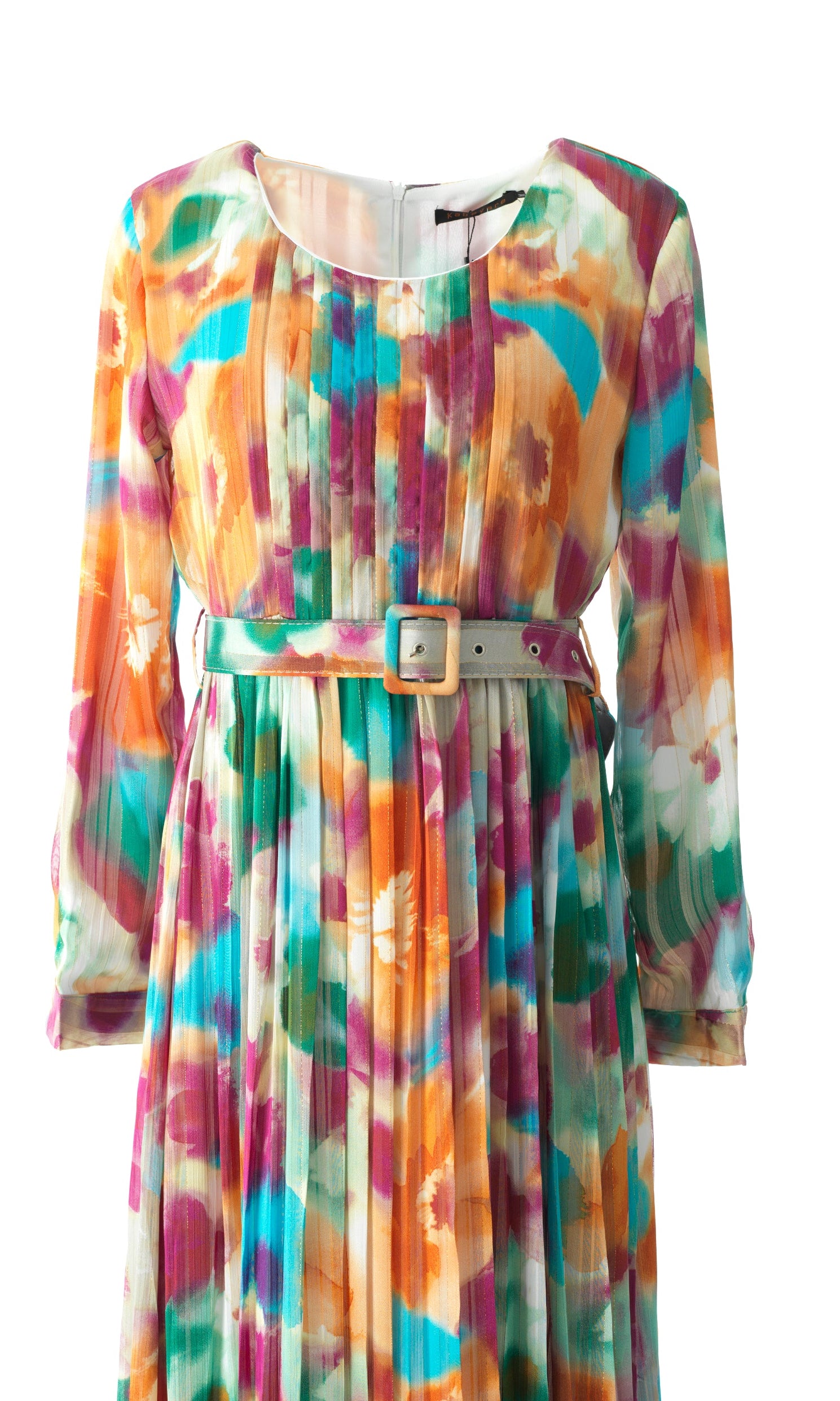 Nadine dreamy print silk chiffon shimmer maxi dress Kabayare