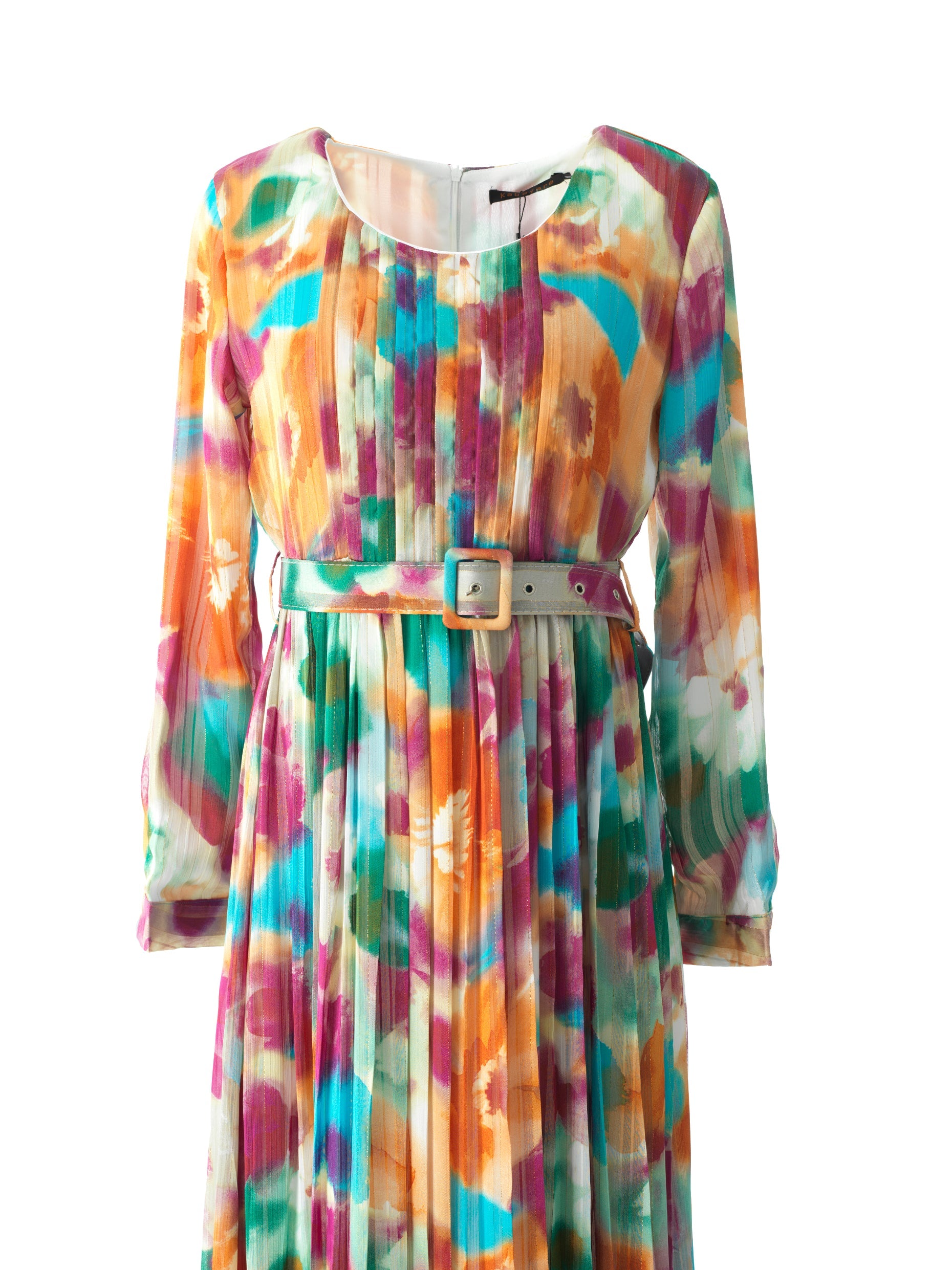 Nadine dreamy print silk chiffon shimmer maxi dress Kabayare