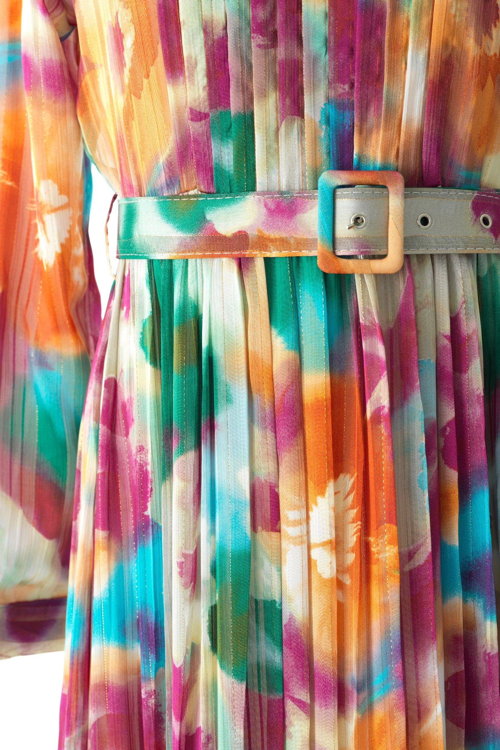 Nadine dreamy print silk chiffon shimmer maxi dress Kabayare