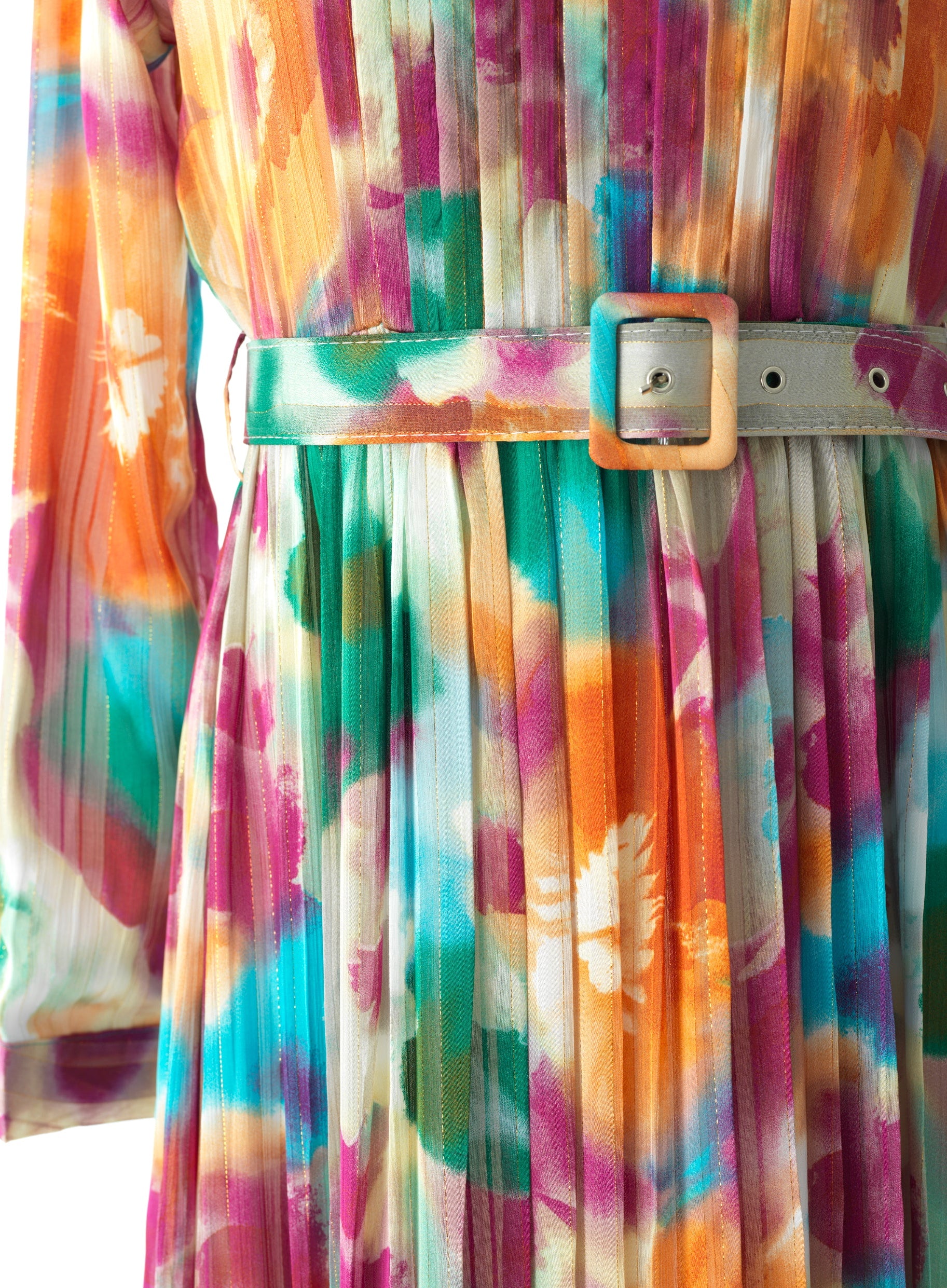 Nadine dreamy print silk chiffon shimmer maxi dress Kabayare