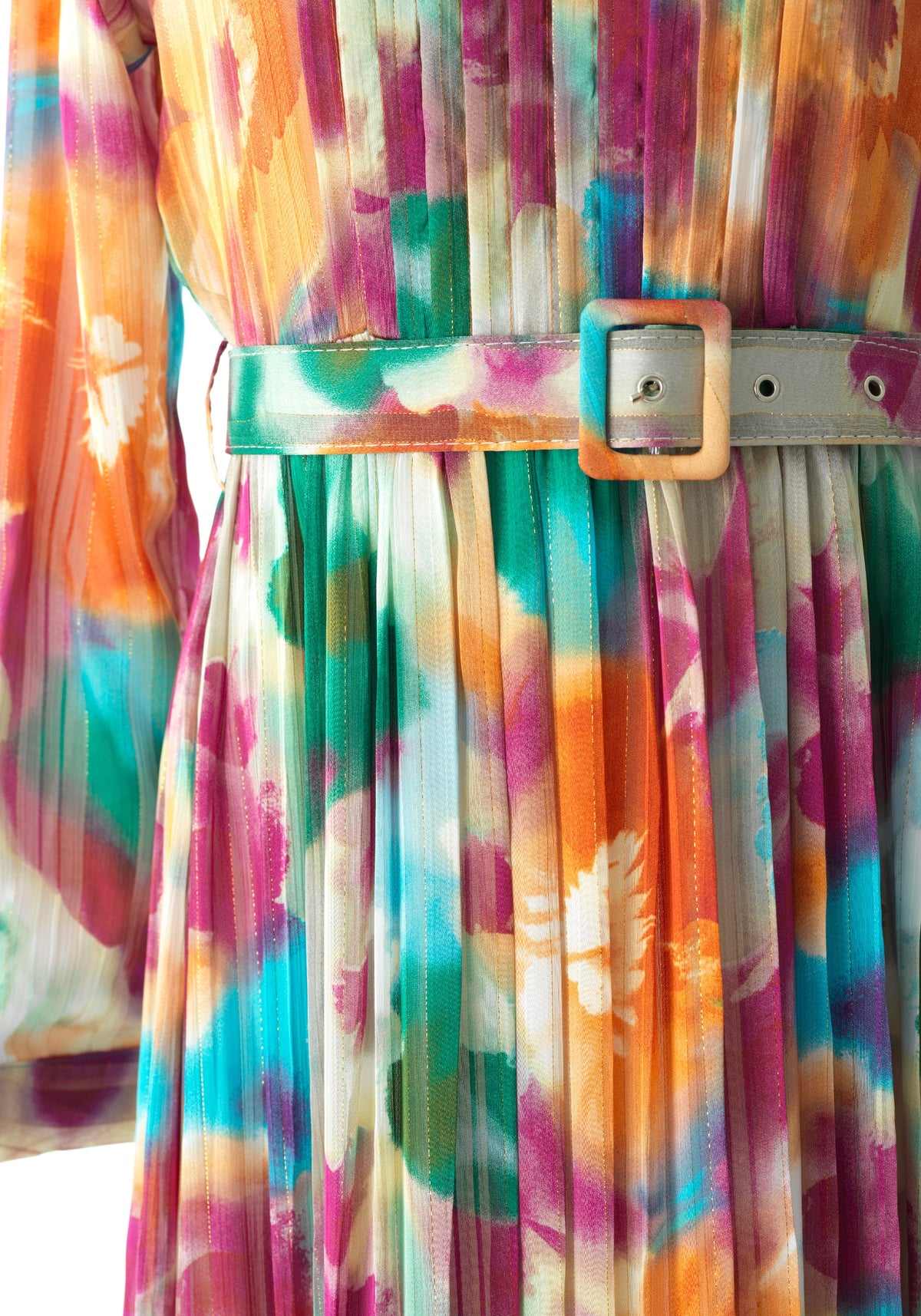 Nadine dreamy print silk chiffon shimmer maxi dress Kabayare