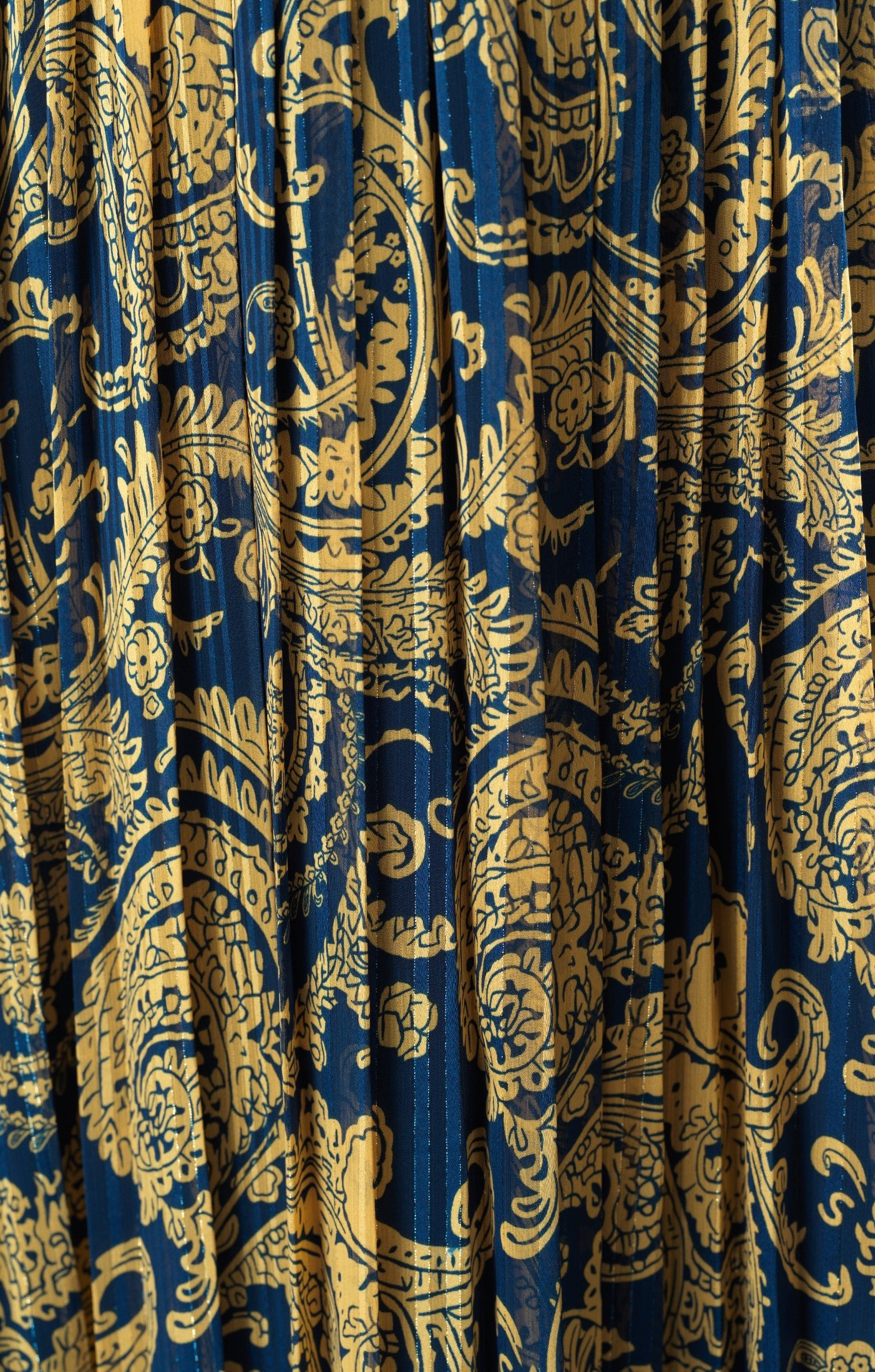 Navy and Gold Henna print silk chiffon shimmer maxi dress Kabayare