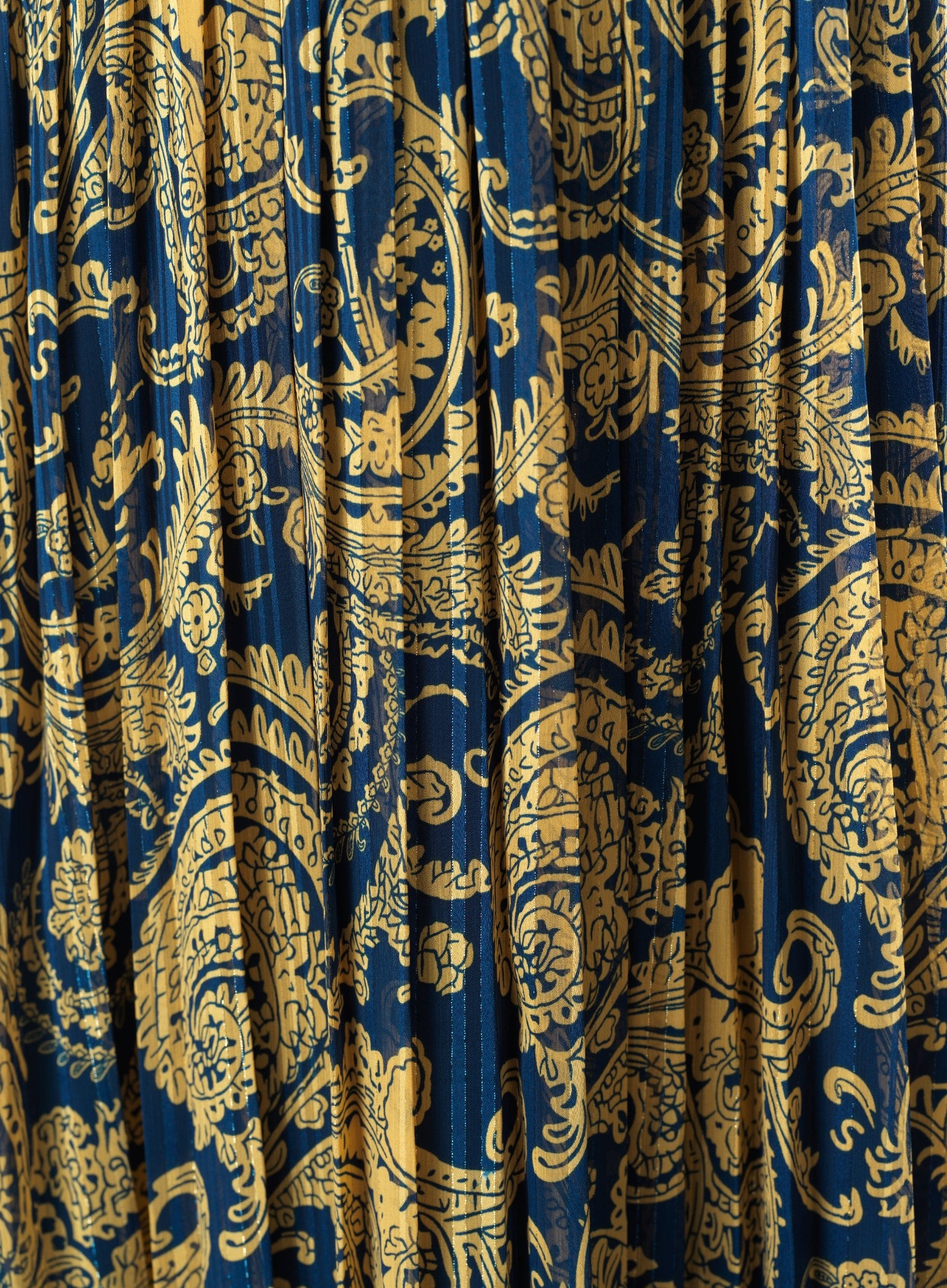 Navy and Gold Henna print silk chiffon shimmer maxi dress Kabayare