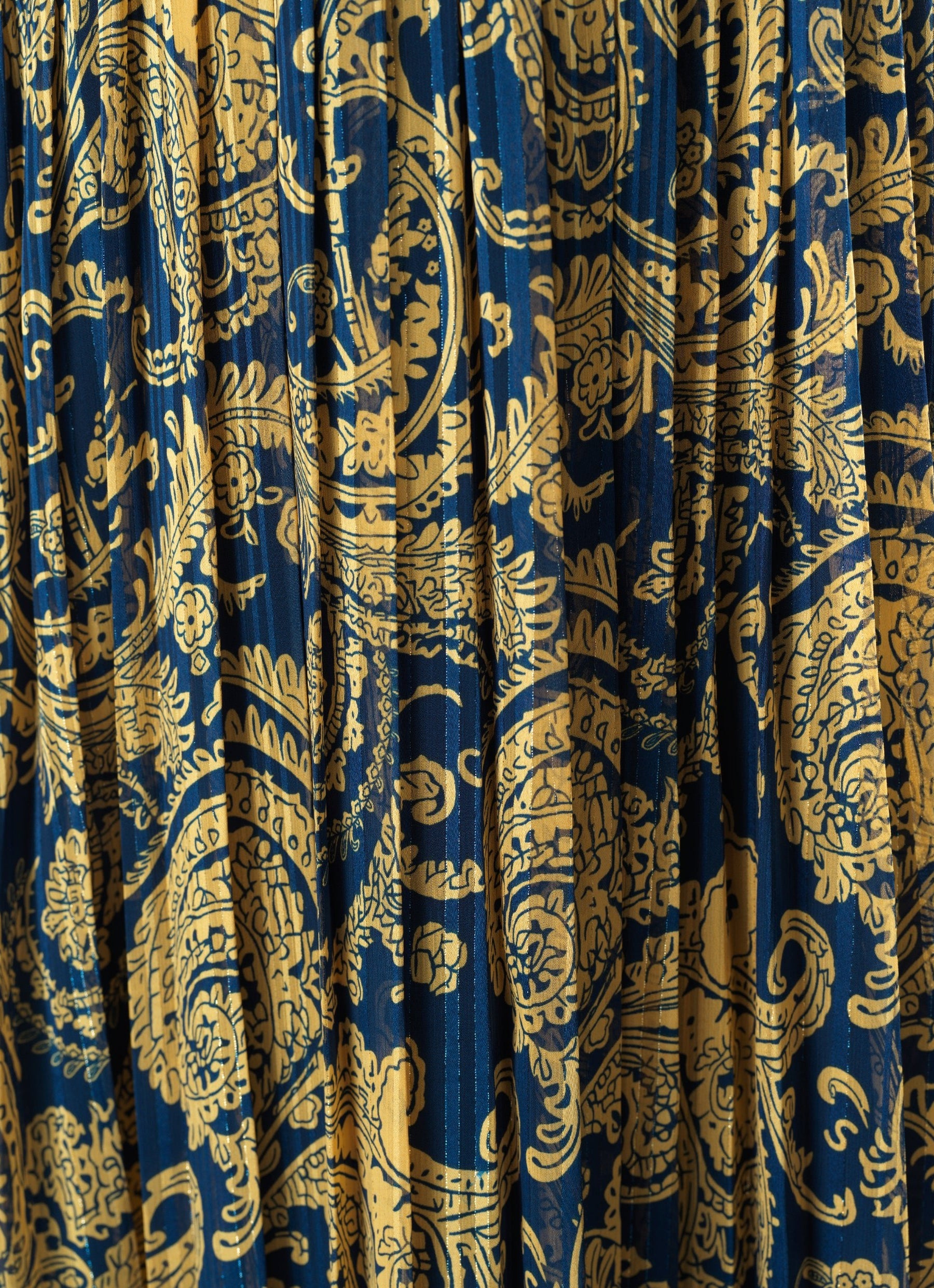 Navy and Gold Henna print silk chiffon shimmer maxi dress Kabayare