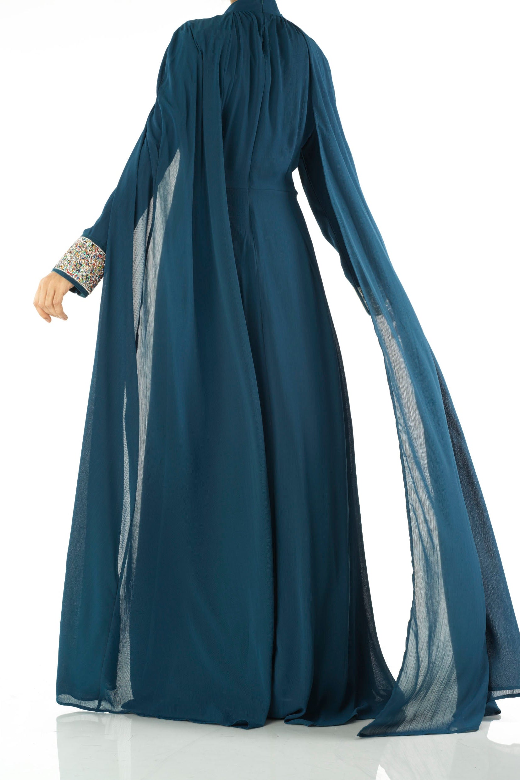 Navy Boqorad crystal cape maxi dress Kabayare