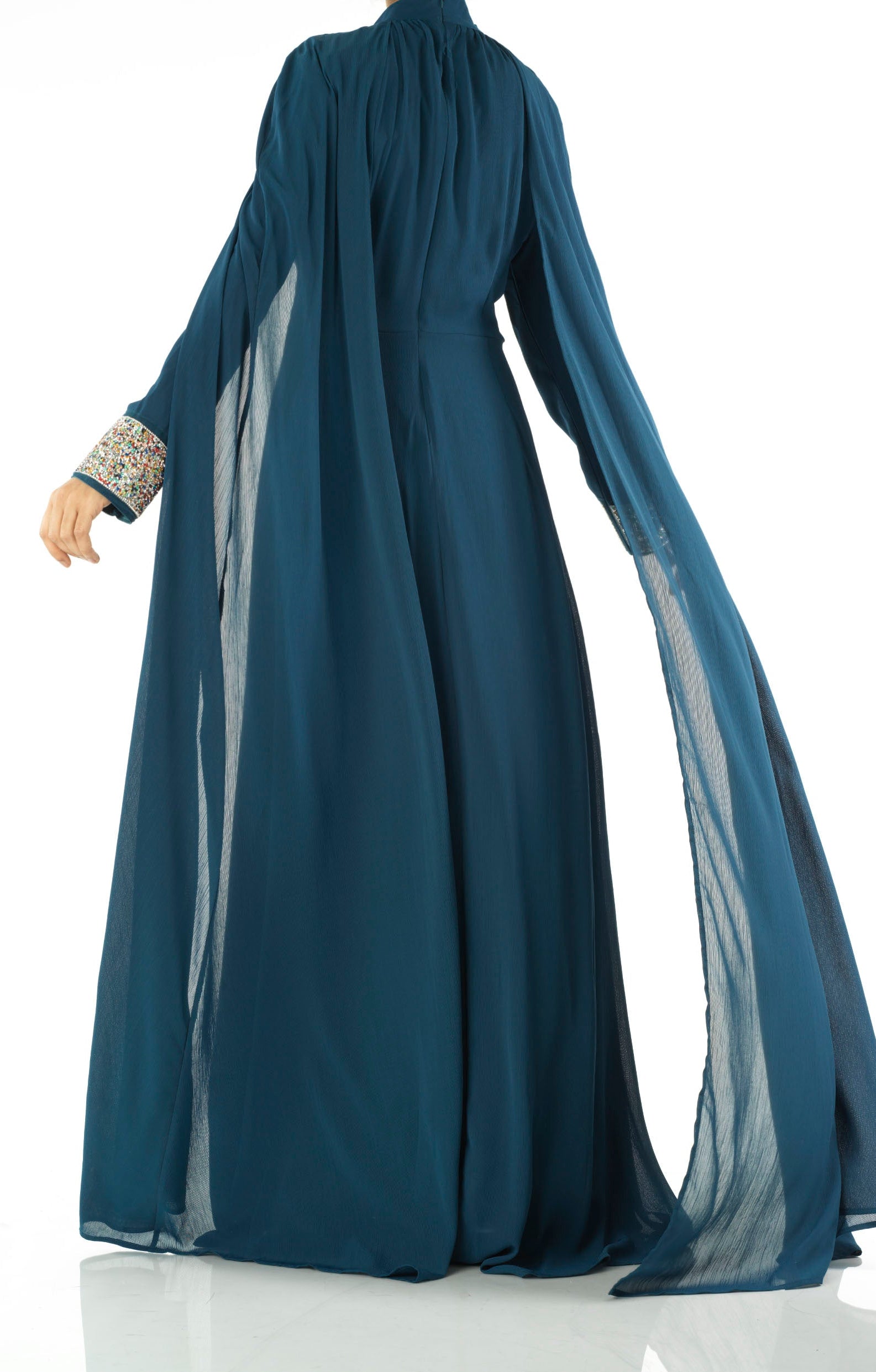 Navy Boqorad crystal cape maxi dress Kabayare